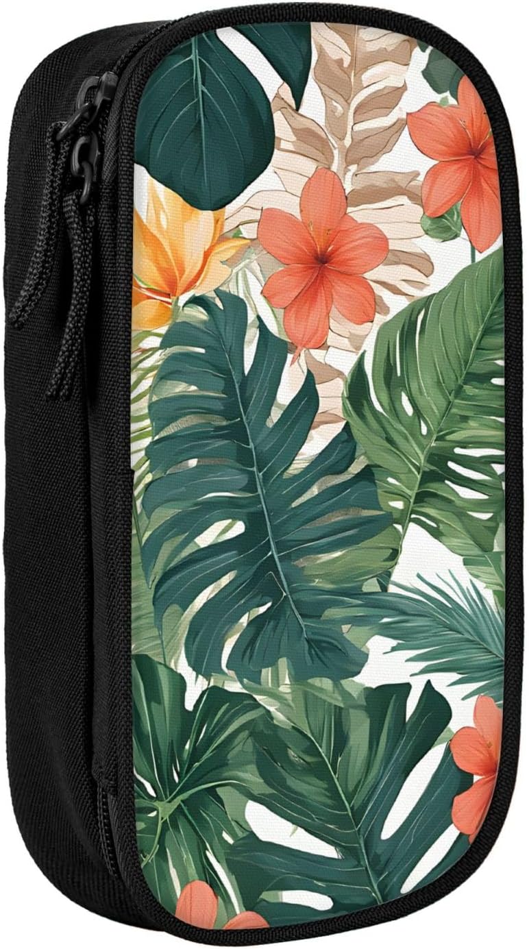 Trousse à crayons tropicale : la solution idéale pour étudiants et passionnés de beauté Découvrez notre trousse à crayons double couche avec fermeture éclair, en tissu durable et au motif élégant de feuilles de palmier, parfaite pour organiser vos fournitures scolaires ou vos produits de beauté.