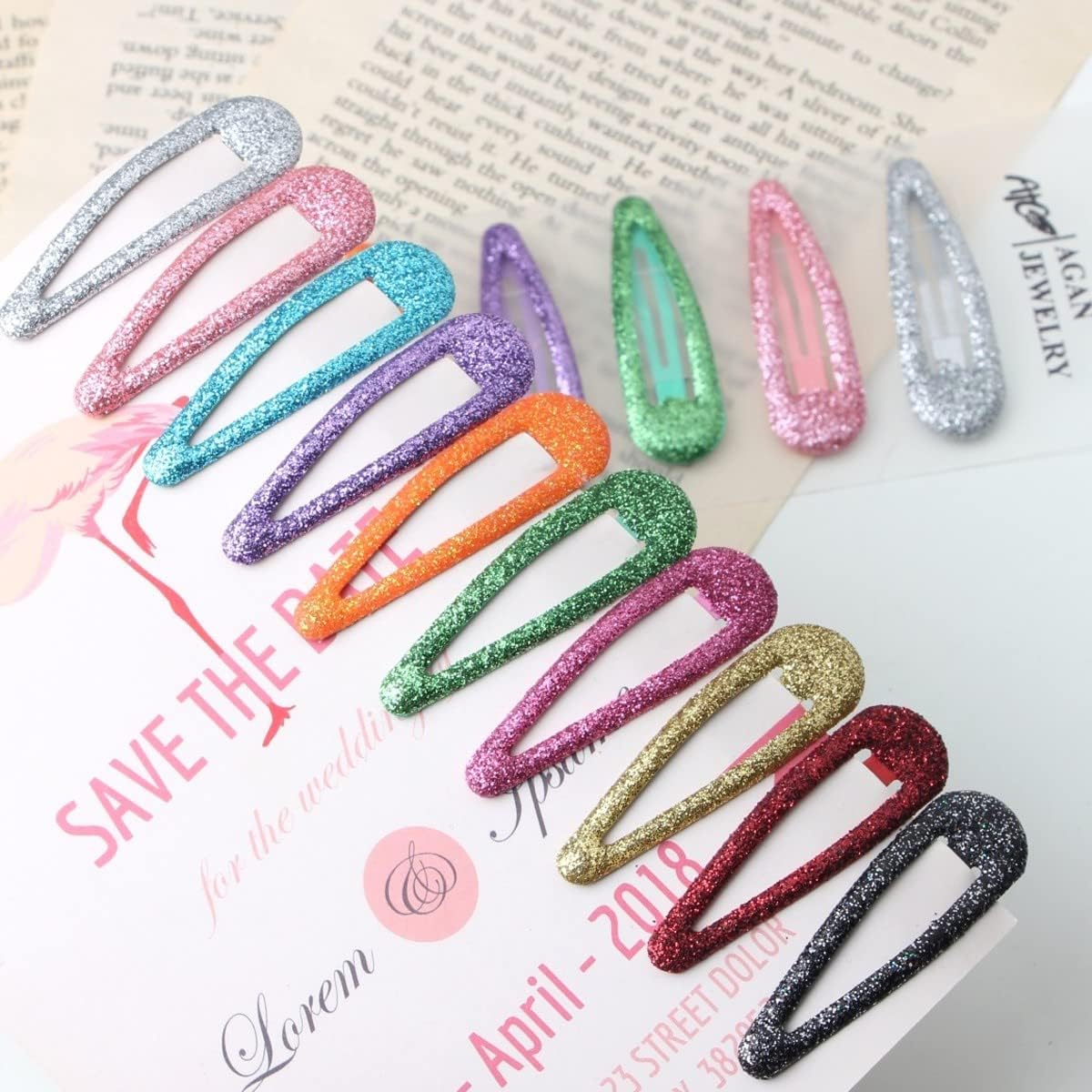 Clips à cheveux en métal coloré : des barrettes pailletées pour briller au quotidien Accessoires de coiffure élégants pour filles et femmes, 12 pièces orange – Image 3