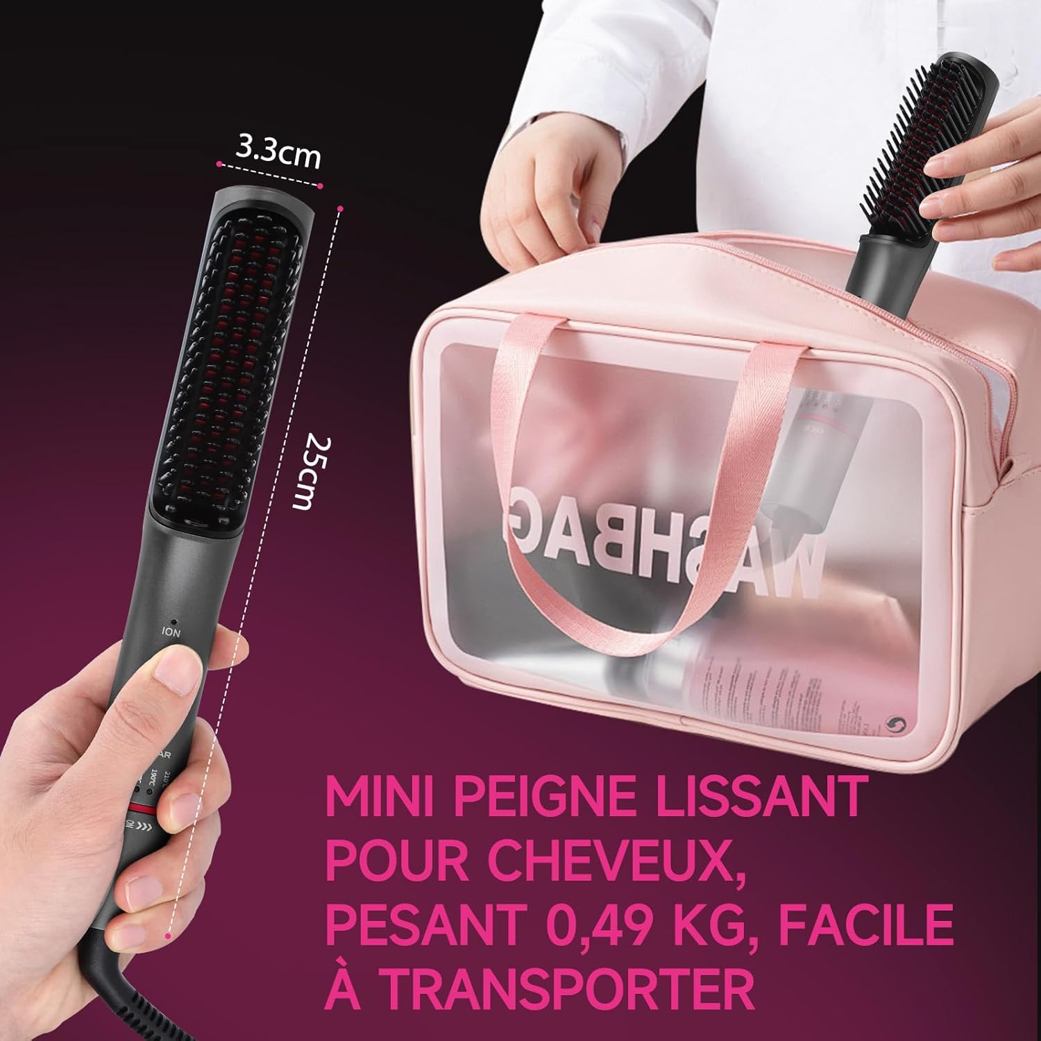 Brosse lissante ionique professionnelle : pour des cheveux soyeux et sans frisottis en un clin d'œil – Image 9