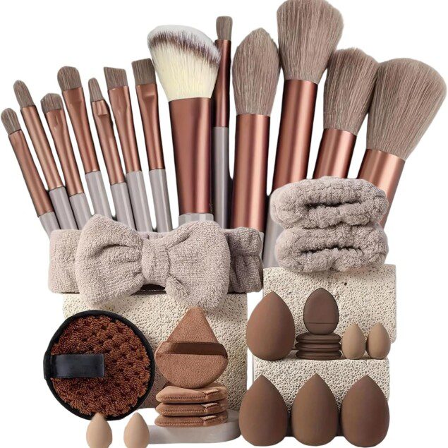 Ensemble de brosses de maquillage 33 pièces : le kit indispensable pour les femmes élégantes Outils de maquillage avec poils doux, design portable et convivial pour sublimer votre beauté au quotidien