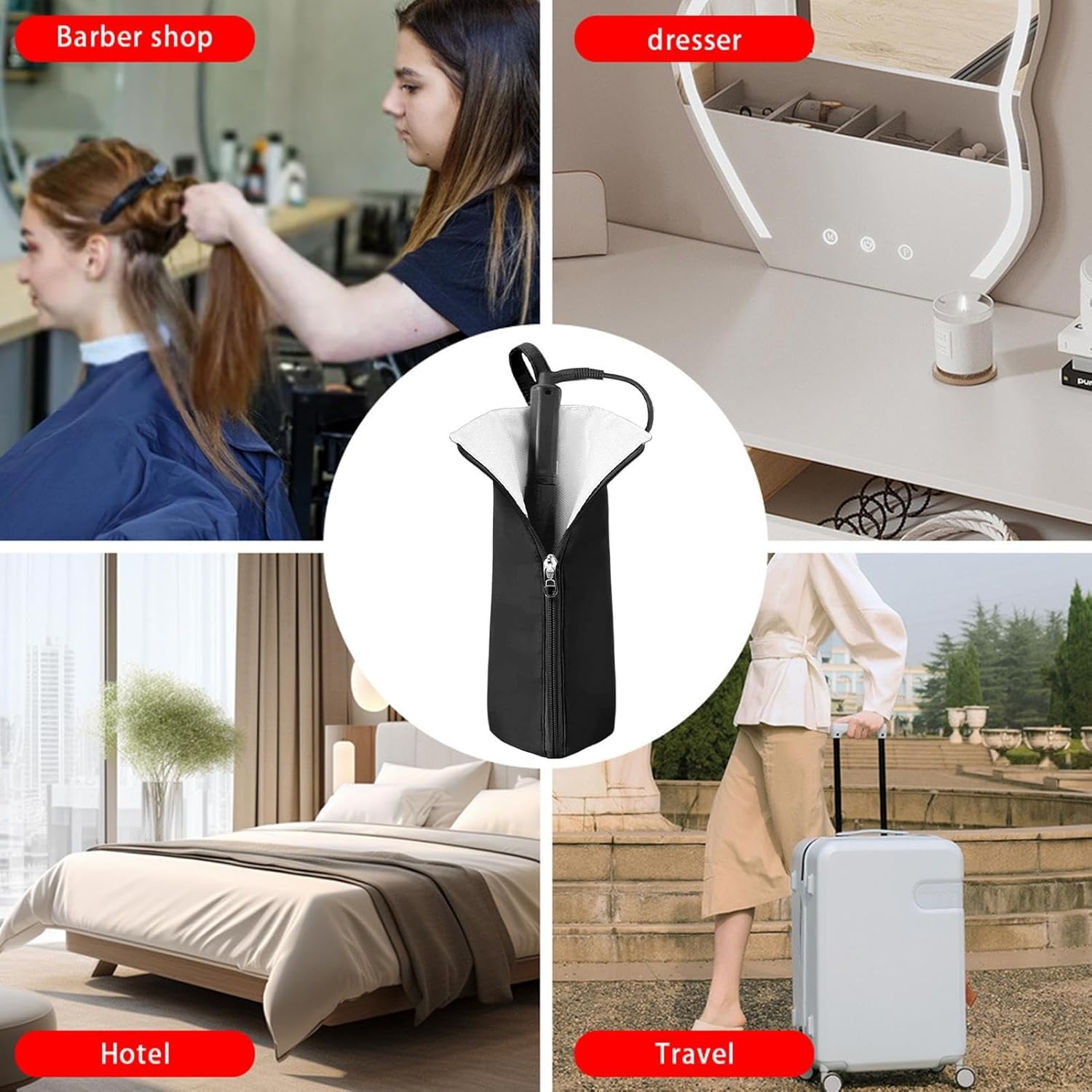 Sac de rangement résistant à la chaleur : idéal pour les coiffeurs en déplacement Transportez votre fer à lisser et fer à friser en toute sécurité grâce à ce sac étanche et pratique – Image 4