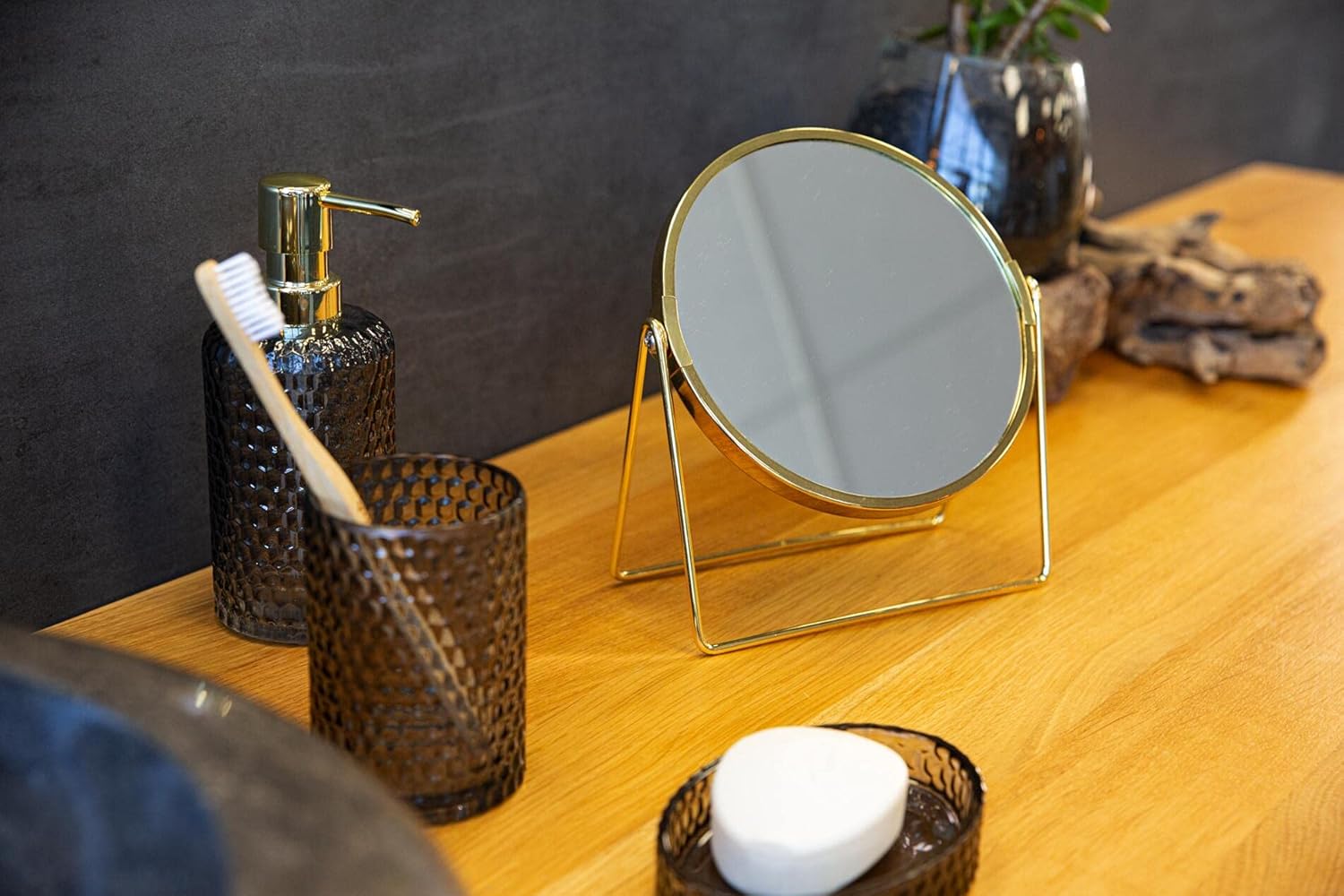Grand miroir de maquillage sur pied avec grossissement 5X : pratique et moderne pour un maquillage parfait chaque jour – Image 2