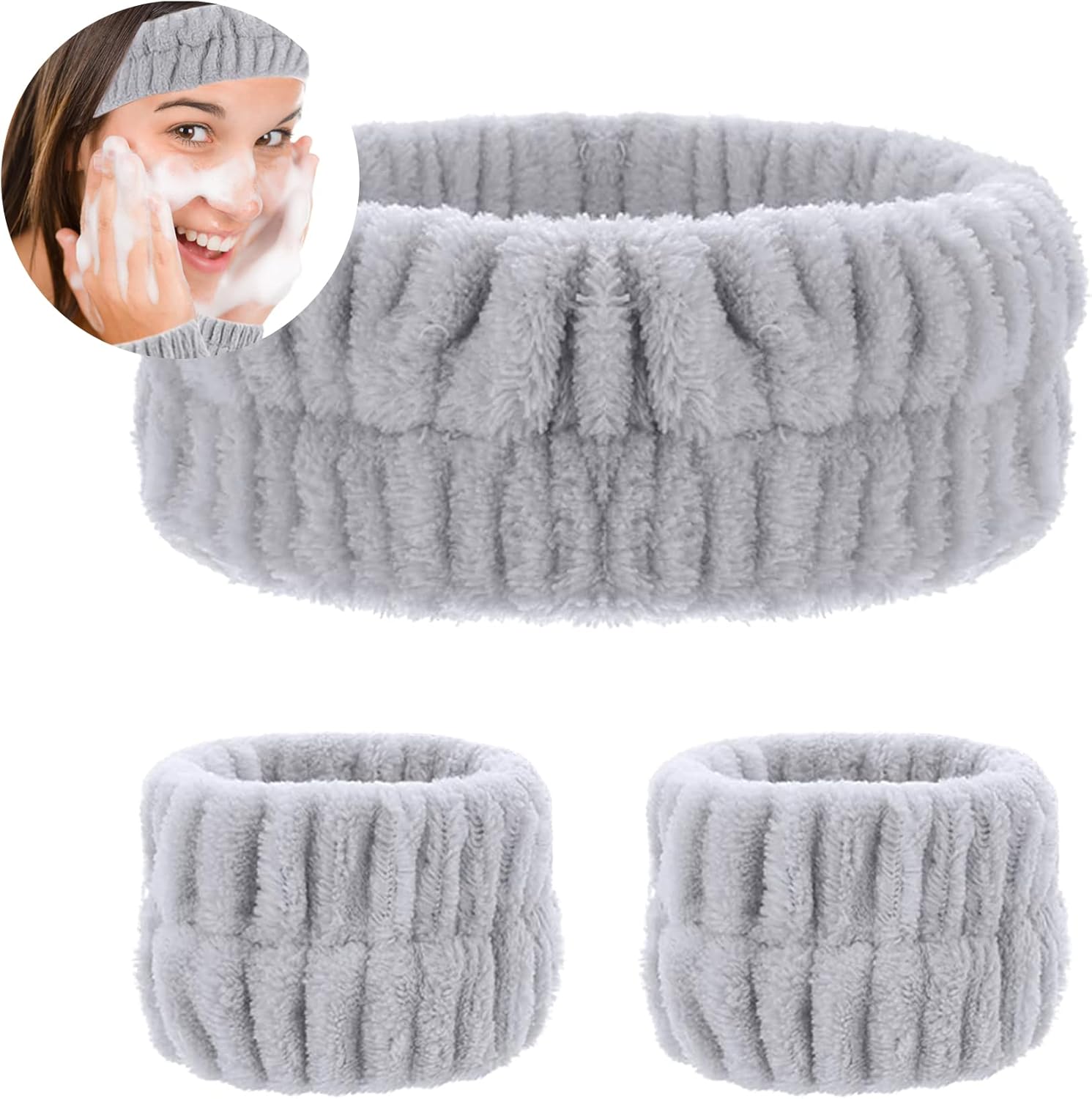 Bandeau de soin élastique pour lavage du visage : 3 pcs de bandeaux absorbants pour un confort optimal pendant le maquillage et le spa