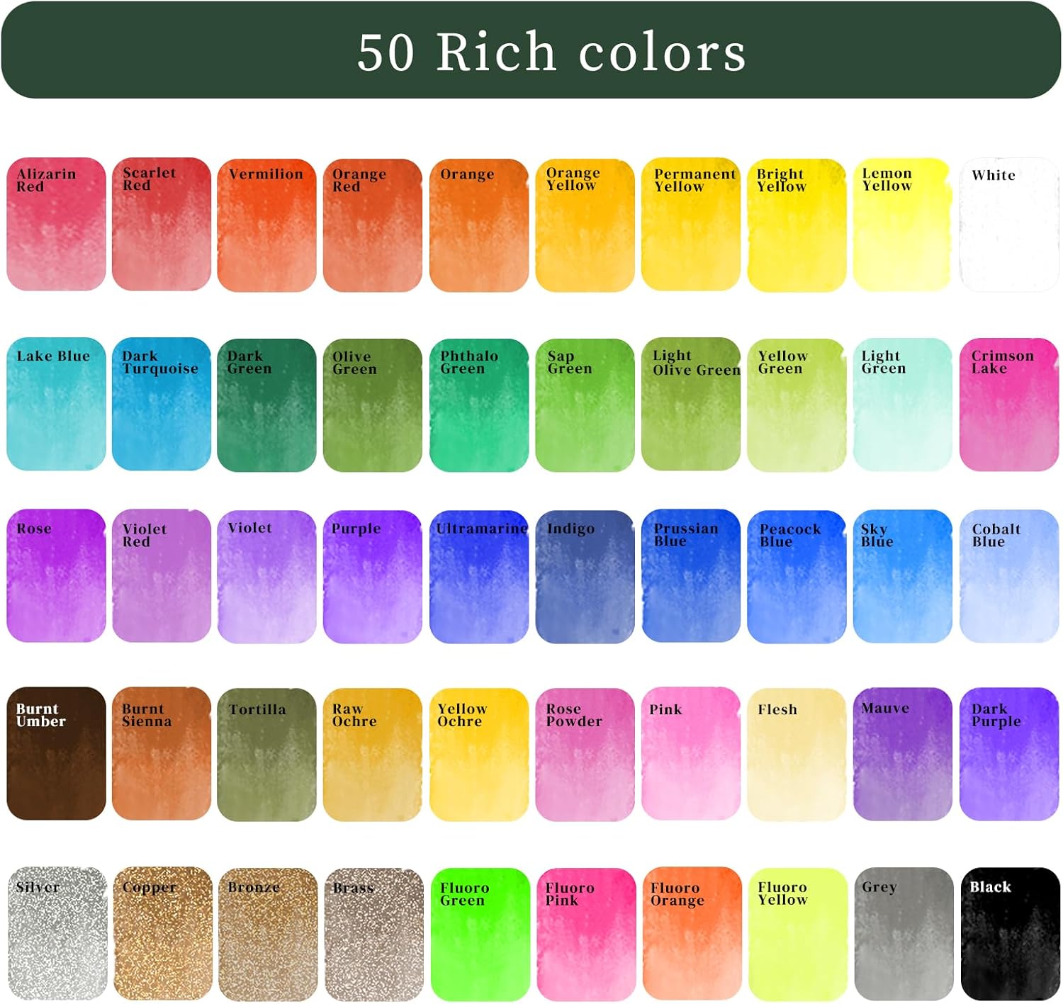 Aquarelle : set de 50 couleurs portables pour artistes en herbe, avec accessoires de qualité – Image 2
