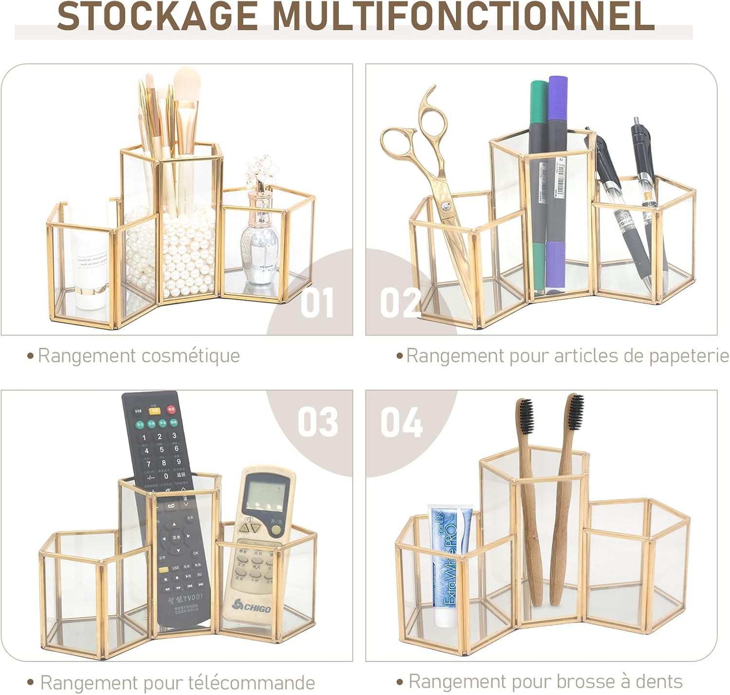Support pour pinceaux de maquillage en verre : un rangement élégant pour les passionnées de beauté – Image 4
