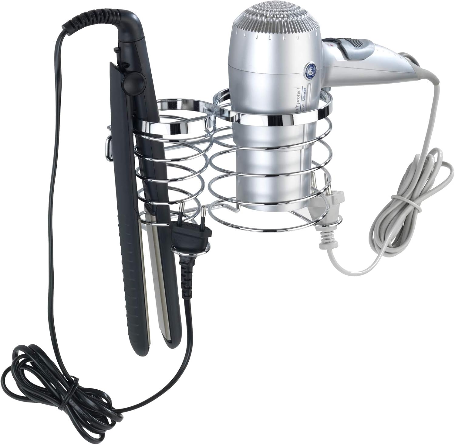 Porte sèche-cheveux et fer à lisser en acier inoxydable : l’élégance et l’organisation pour votre salle de bain