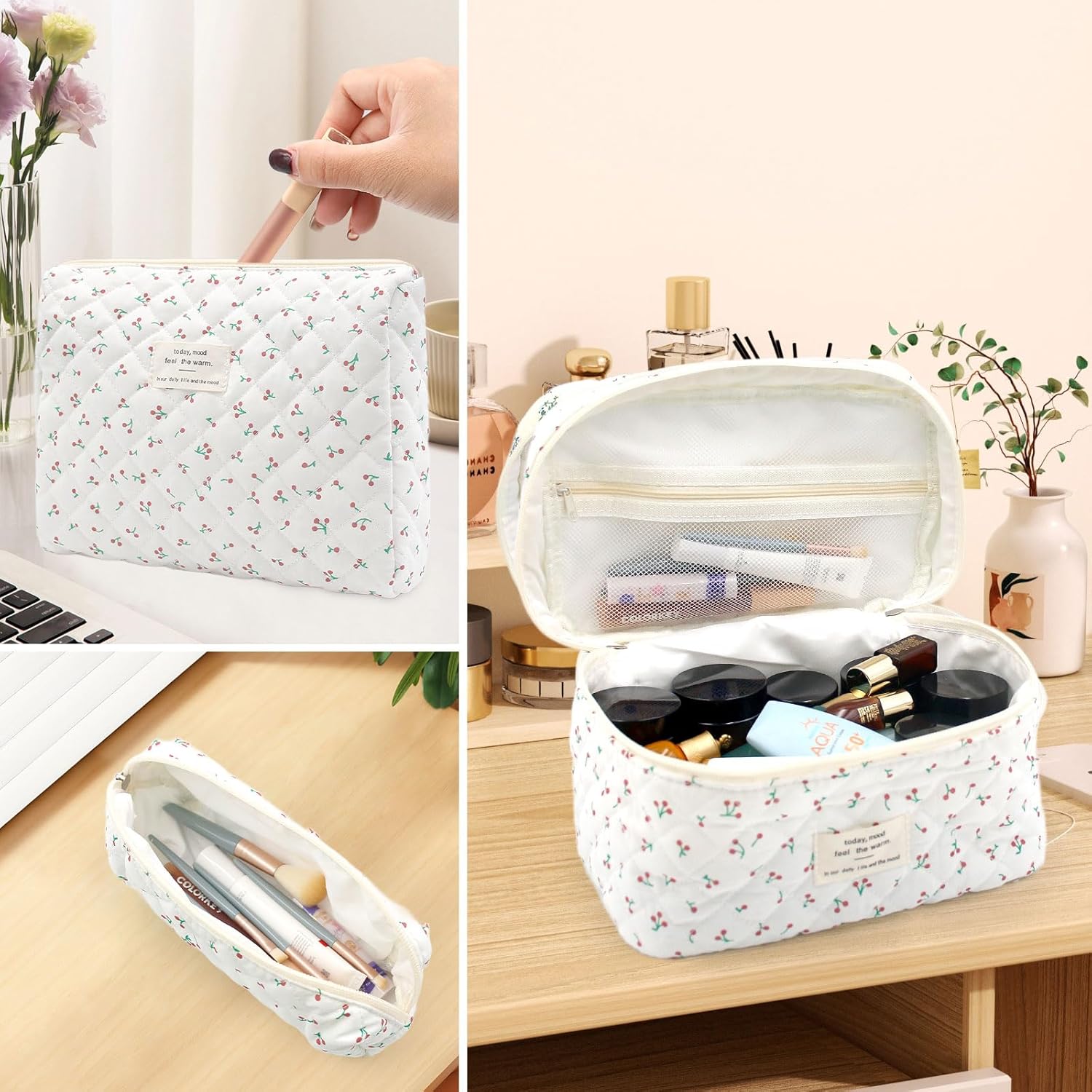 Trousse de toilette pour femme : lot de 3 avec motif floral, idéale pour le quotidien et les voyages – Image 6