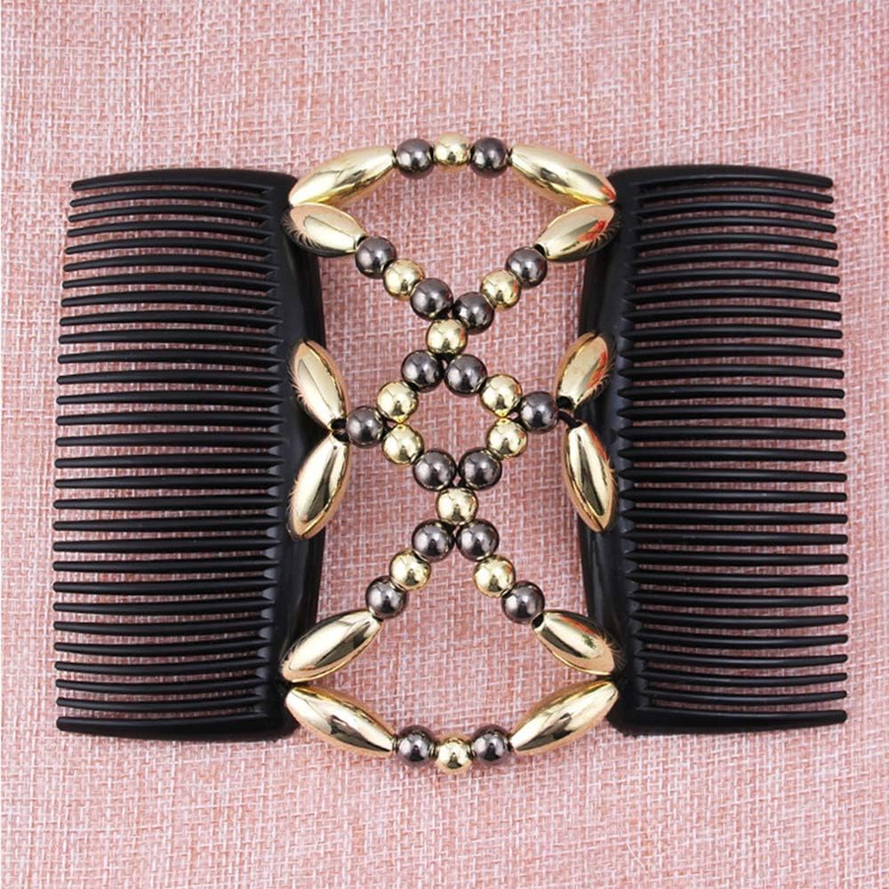 Peignes magiques pour femme : lot de 2 dorés et noirs à perles, l'accessoire ultime pour sublimer vos coiffures – Image 5