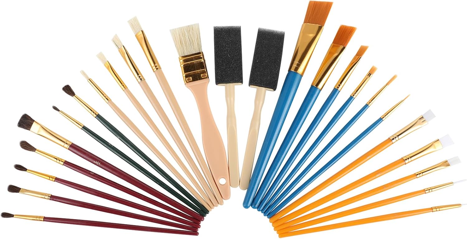 Pinceaux acryliques : set de 25 pinceaux parfaits pour artistes, enfants et débutants Découvrez un ensemble idéal pour la peinture créative et ludique