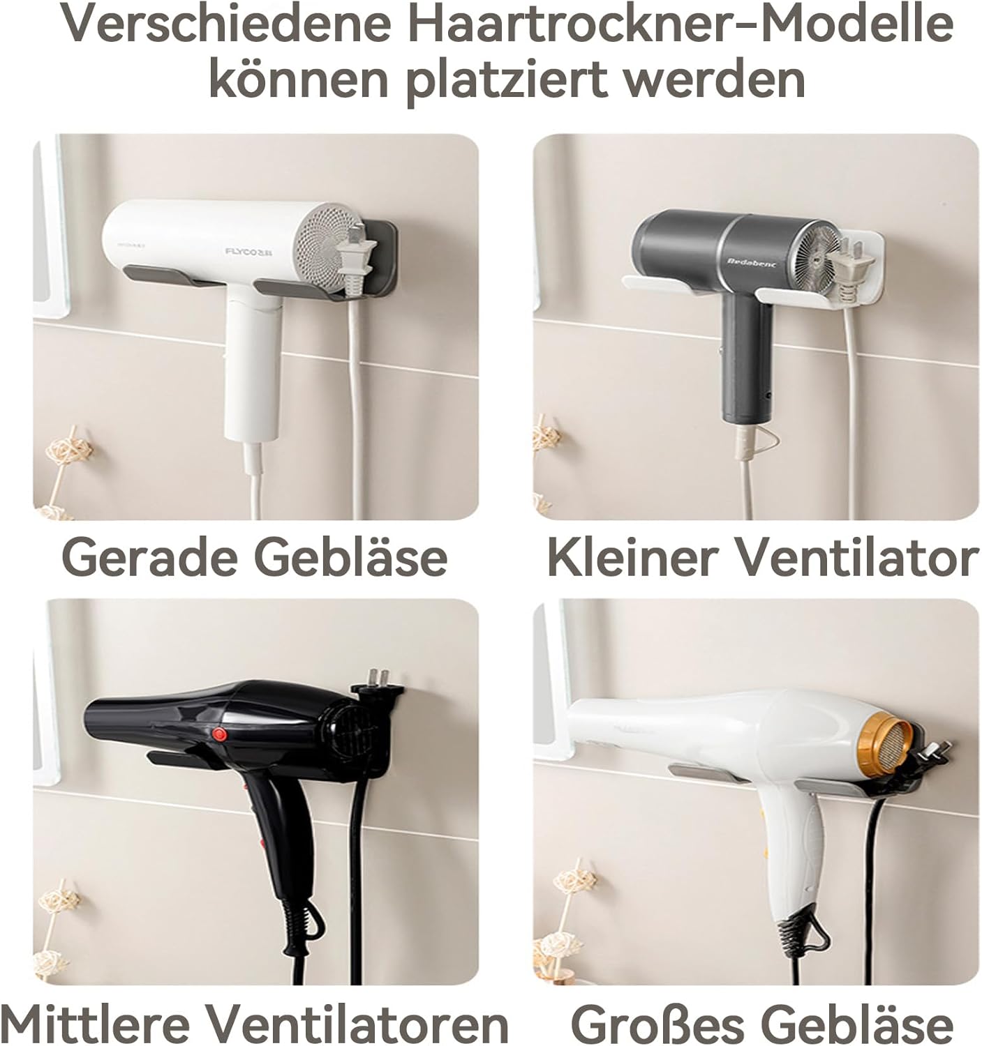 Support mural sans perçage pour sèche-cheveux : pratique et élégant pour un rangement optimal dans votre salle de bain – Image 7