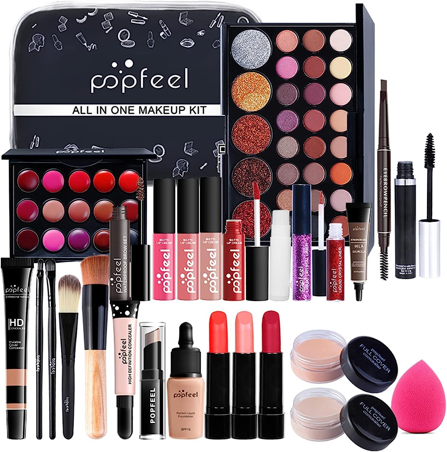 Coffret maquillage professionnel : kit complet de fards à paupières pour femmes épanouies