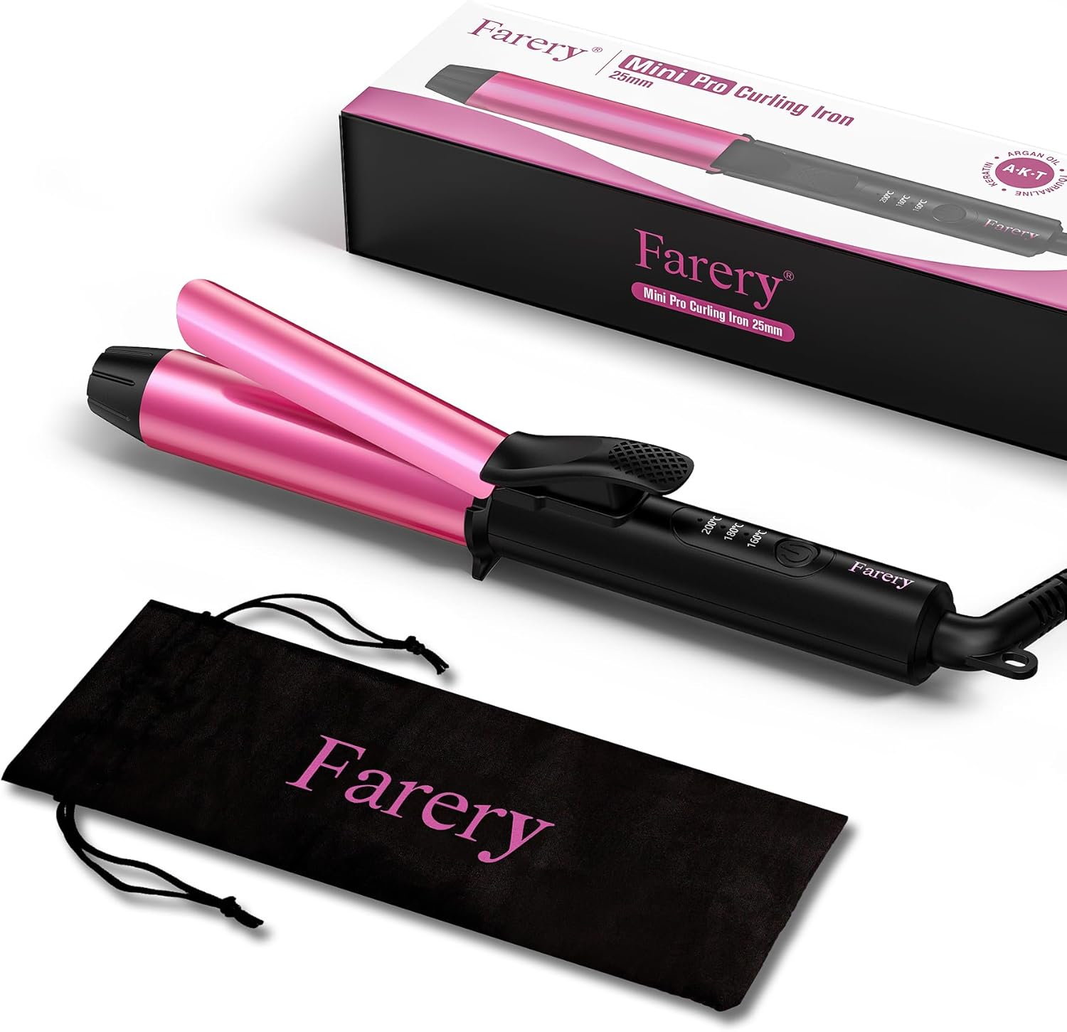 Fer à boucler 25 mm pour cheveux courts : créez des boucles sublimes avec notre mini fer à friser céramique, infusion de kératine et d'huile d'argan