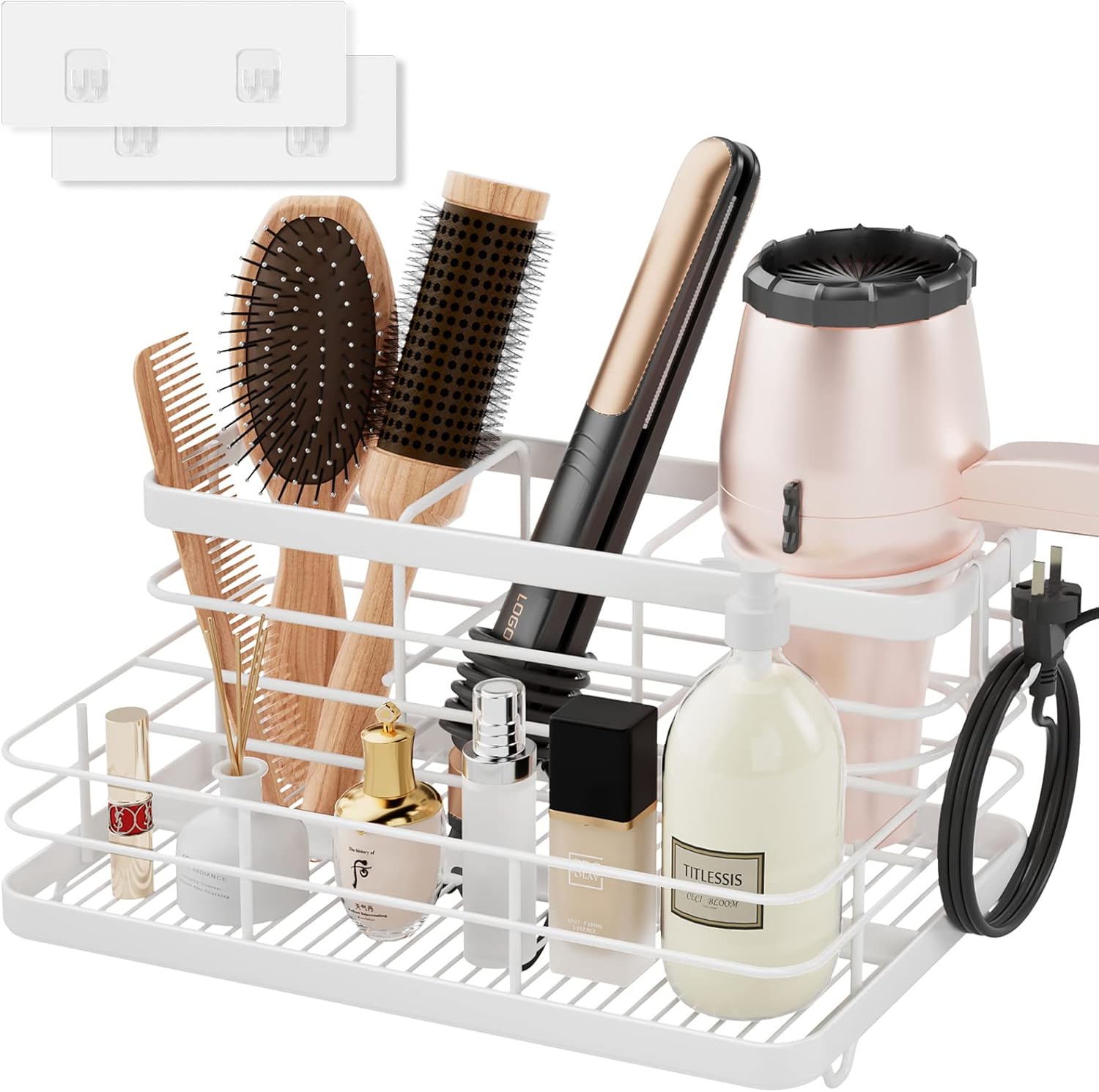 Support pour sèche-cheveux : un accessoire mural élégant pour la salle de bain Optimisez l'espace et organisez vos accessoires de coiffure avec style