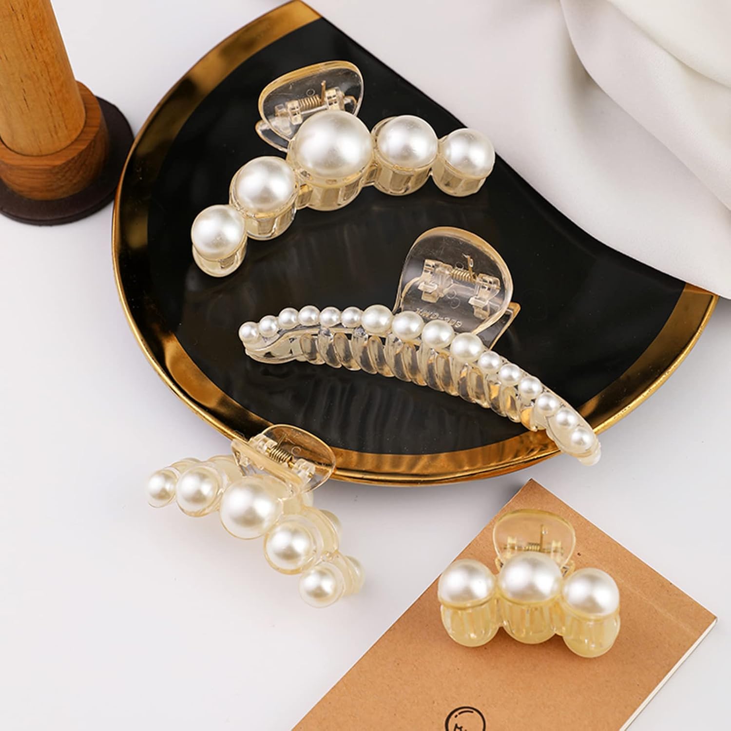 Lot de 4 grandes pinces à cheveux avec perles : élégance pour femmes et filles lors des fêtes et mariages – Image 6