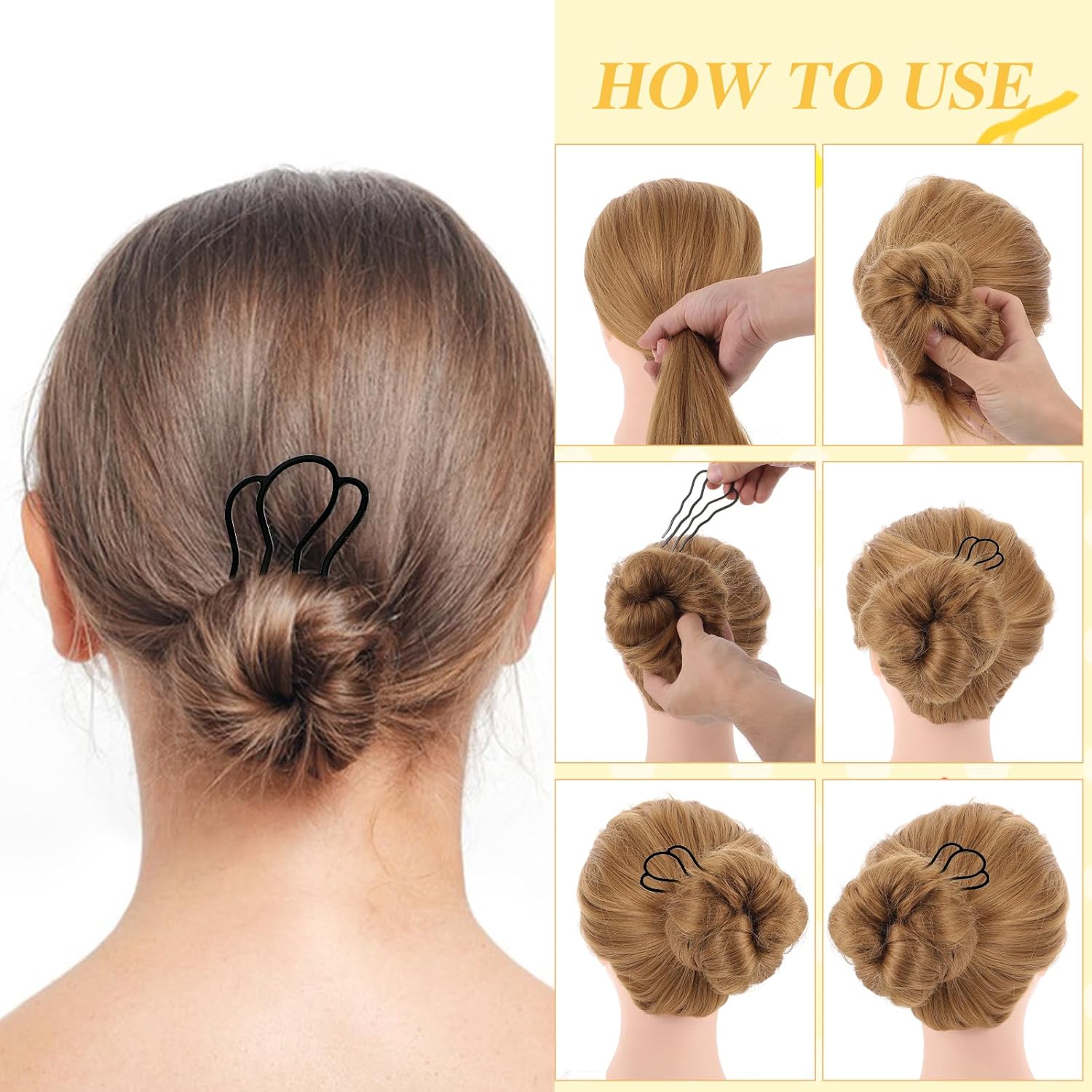 Fourchettes à cheveux en métal : lot de 8 peignes latéraux pour un chignon élégant et sécurisé – Image 4