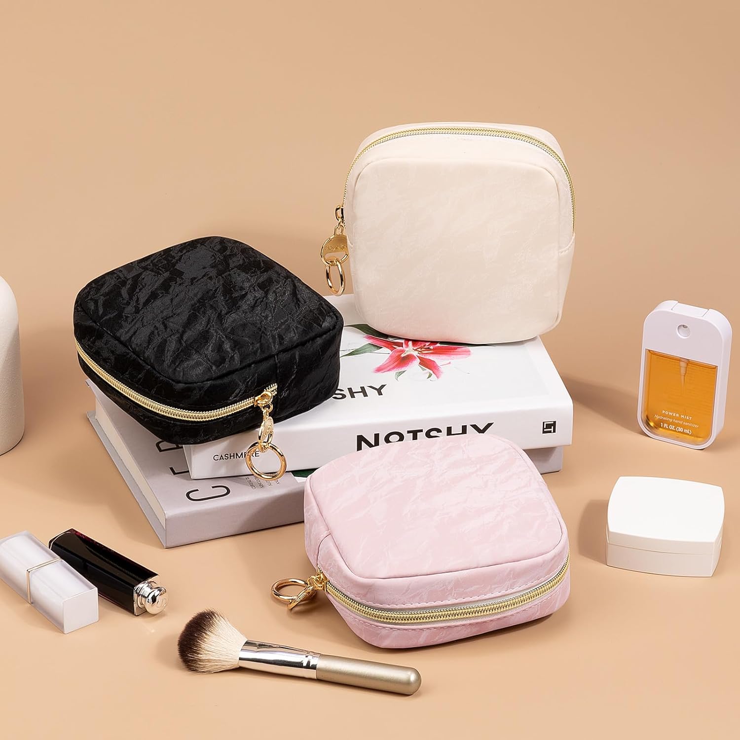 Mini pochette maquillage en cuir : élégante trousse de rangement pour femme en voyage – Image 7