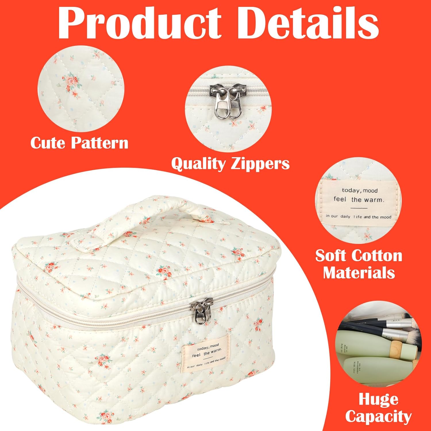 Trousse de toilette femme : lot de 3 trousses florales pratiques pour un voyage organisé et stylé – Image 3