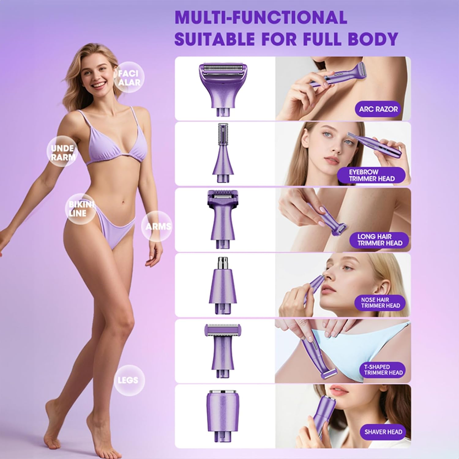 Rasoir Électrique 6 en 1 pour Femmes - Précision et Confort – Image 3