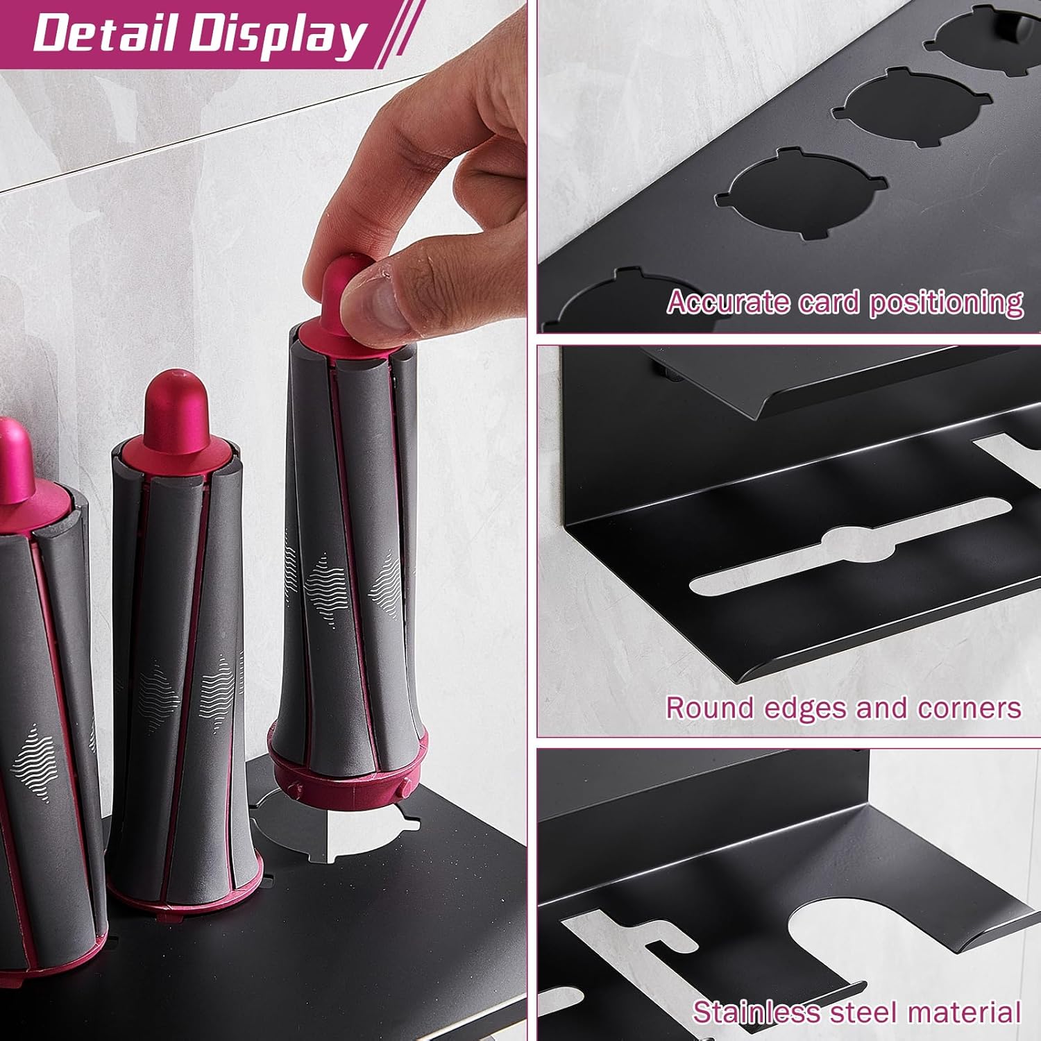 Support mural en acier inoxydable pour Dyson Airwrap : rangement élégant et pratique pour vos accessoires de coiffure – Image 4