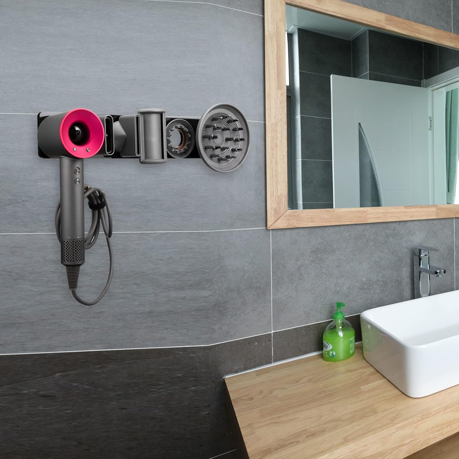 Support mural universel pour sèche-cheveux : solution idéale pour un rangement élégant et pratique à la maison – Image 7