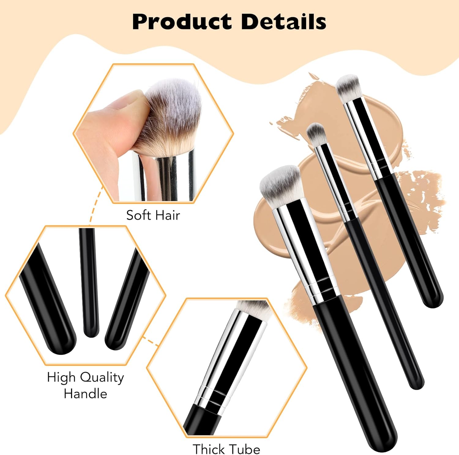 Pinceaux de maquillage professionnels pour un teint parfait : 3 pièces indispensables pour un fond de teint et un anticernes impeccables – Image 3