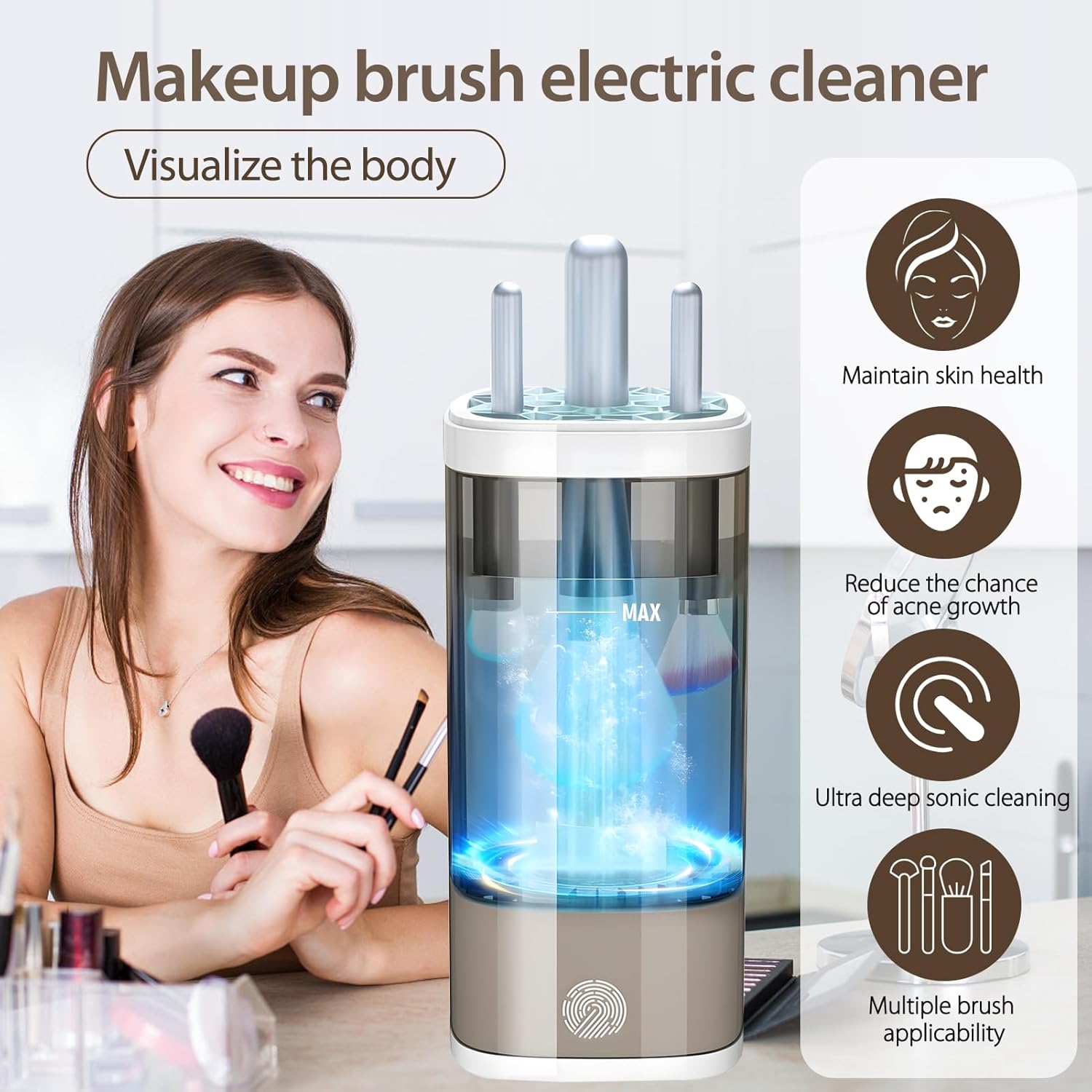 Nettoyant électrique pour pinceaux de maquillage : lavage rapide et automatique pour toutes vos brosses – Image 5