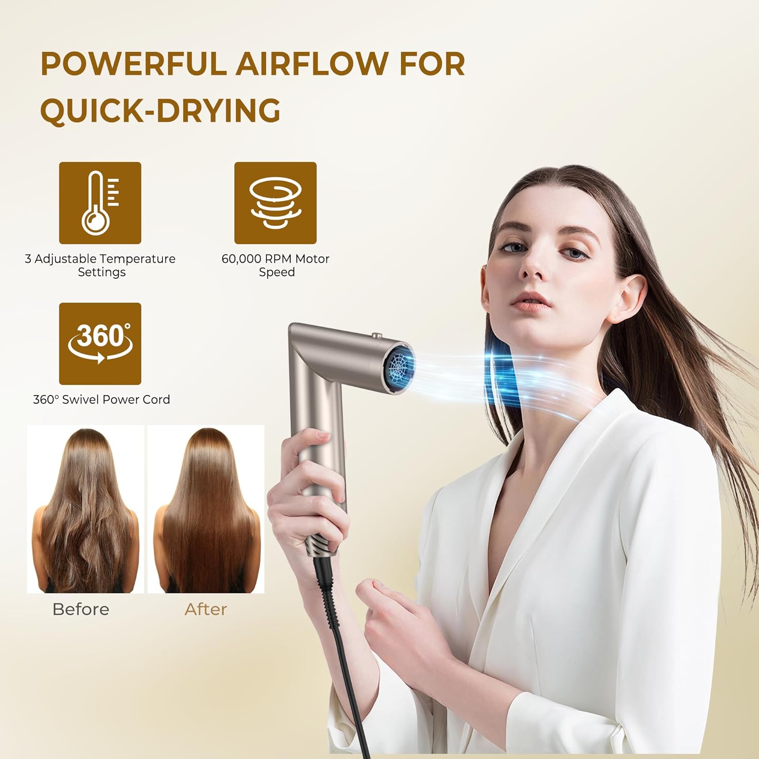 Air Styler 6 en 1 : brosse chauffante et souffleuse pour un brushing parfait des cheveux des femmes – Image 4