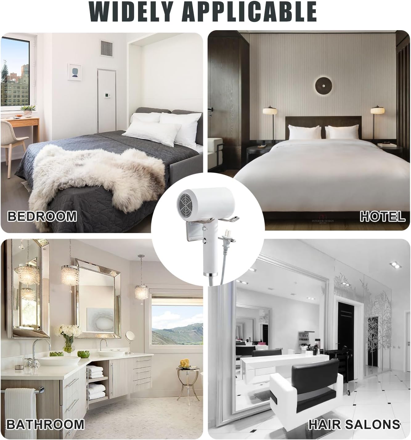 Support sèche cheveux mural sans perçage : pratique et élégant pour salle de bain et hôtel – Image 7