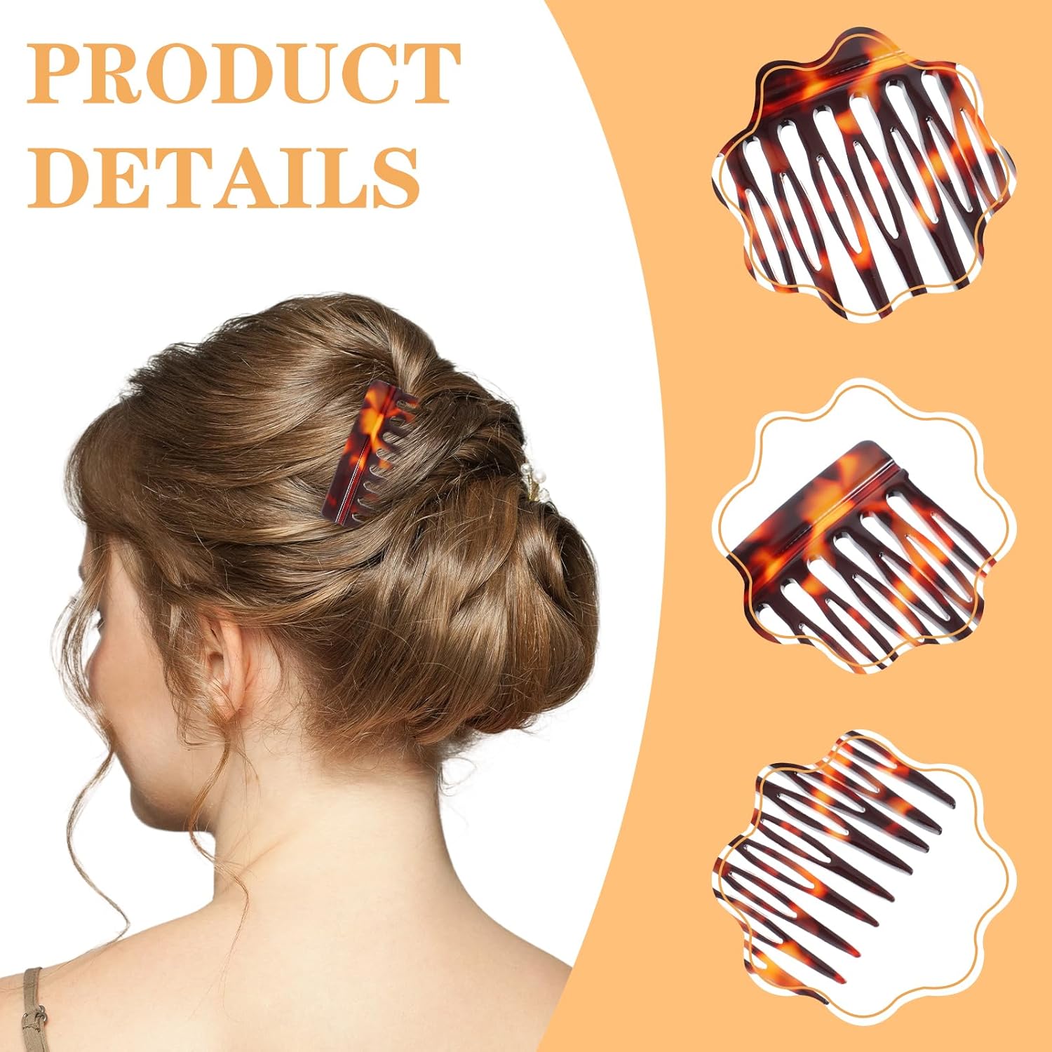Petits peignes à cheveux français : lot de 4 accessoires élégants pour chignons raffinés chez les femmes – Image 3