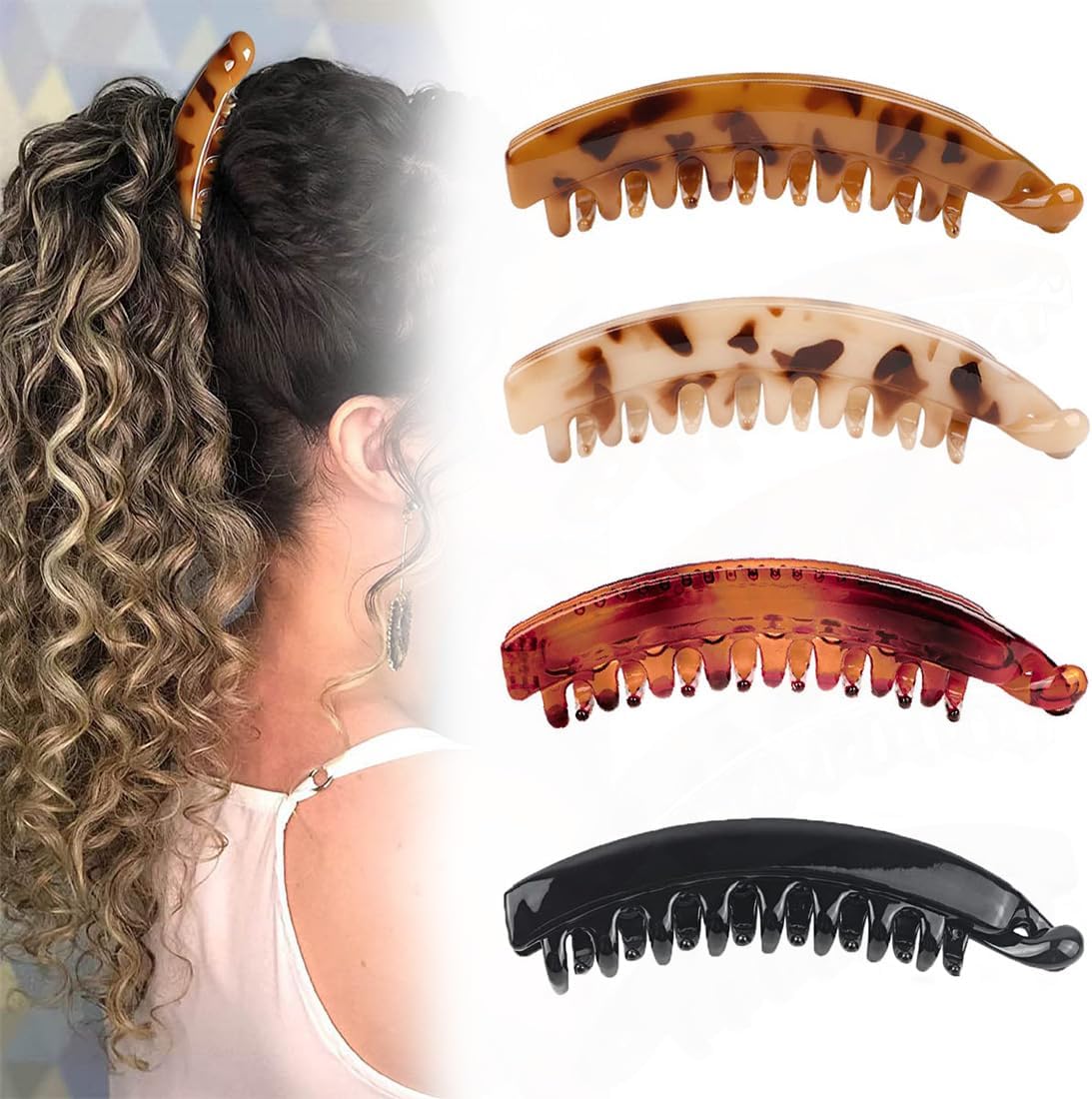 Pinces à cheveux banane : lot de 4 en plastique supérieure pour un maintien élégant et durable