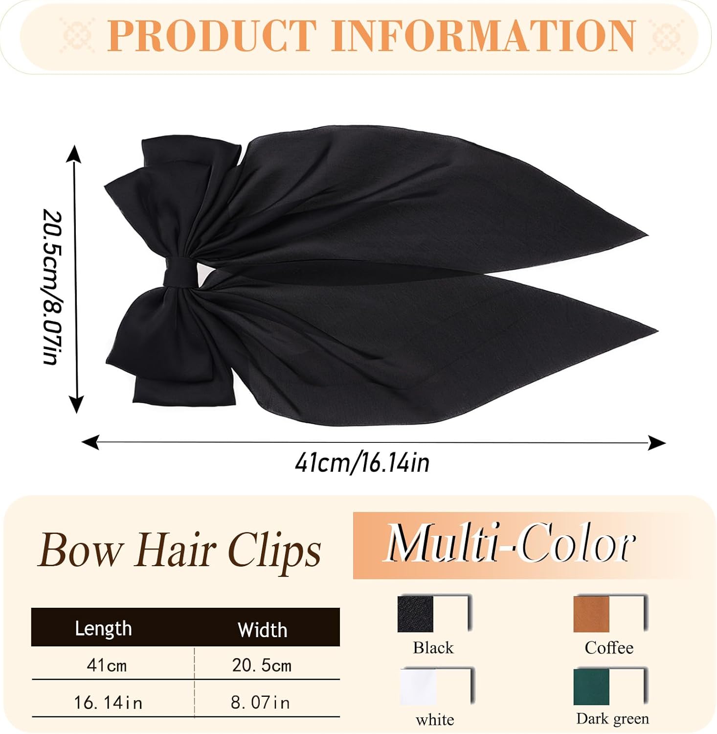 Pinces à cheveux élégantes : lot de 4 grands nœuds en satin doux pour femme – Image 2