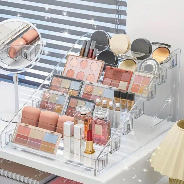 Organisateur maquillage et cosmétiques : le rangement parfait pour les passionnées de beauté Découvrez un présentoir acrylique transparent à 7 niveaux pour ranger vos produits de beauté et parfums avec élégance