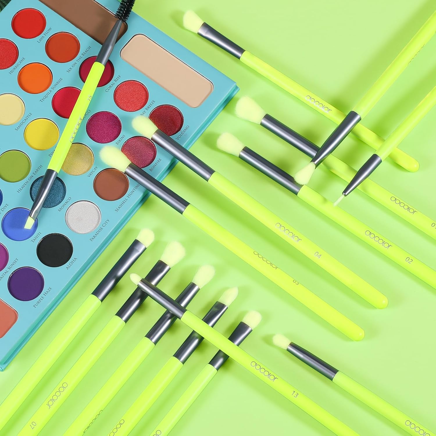 Pinceaux de maquillage yeux professionnels : le lot de 15 pinceaux néon pour un make-up éclatant et précis – Image 3