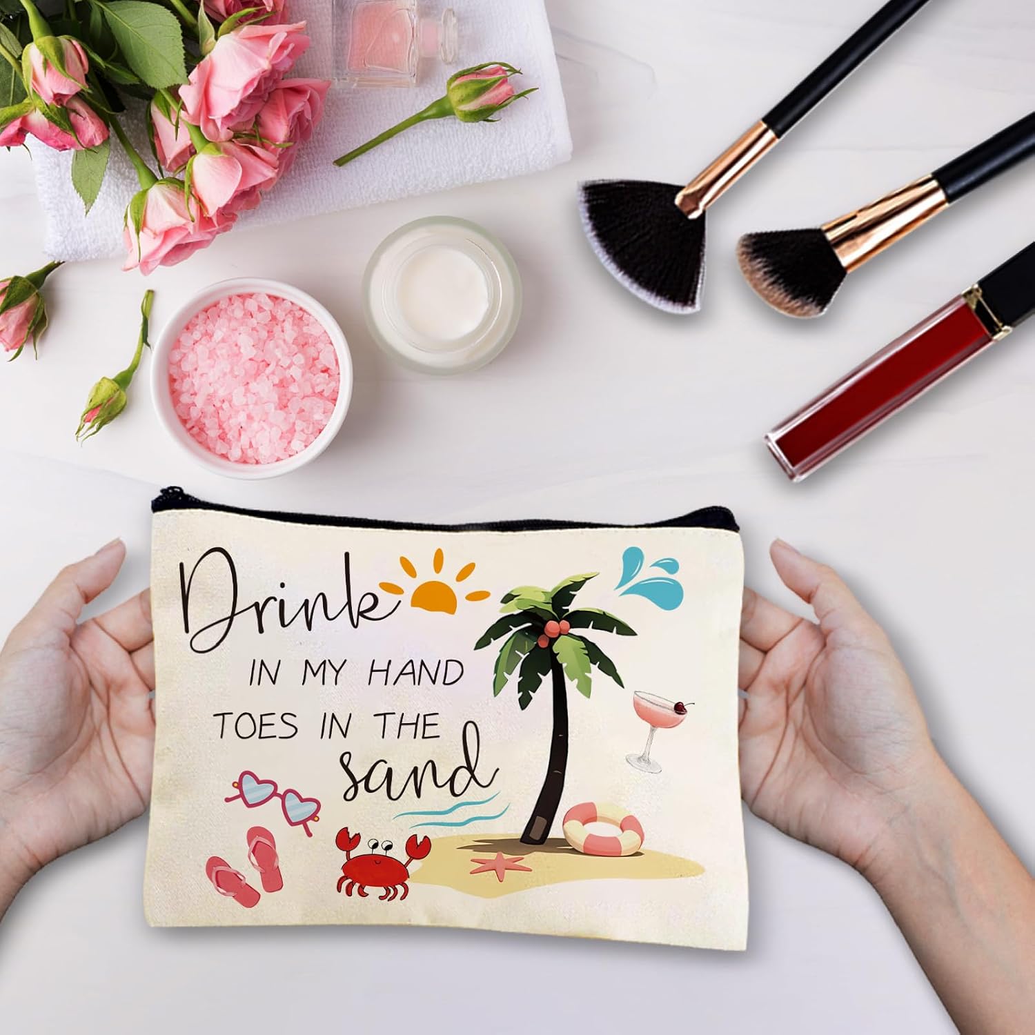 Trousse de maquillage voyage : la solution idéale pour femmes en vacances Pochette étanche et spacieuse pour cosmétiques, parfaite pour la plage et la natation – Image 5