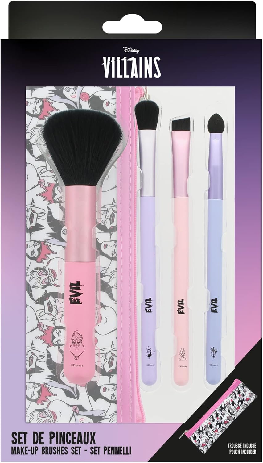 Pinceaux de maquillage Disney Villains : le kit parfait pour les fans des méchants   Offrez-vous une expérience de maquillage unique avec Ursula, Maléfique et Cruella d'Enfer