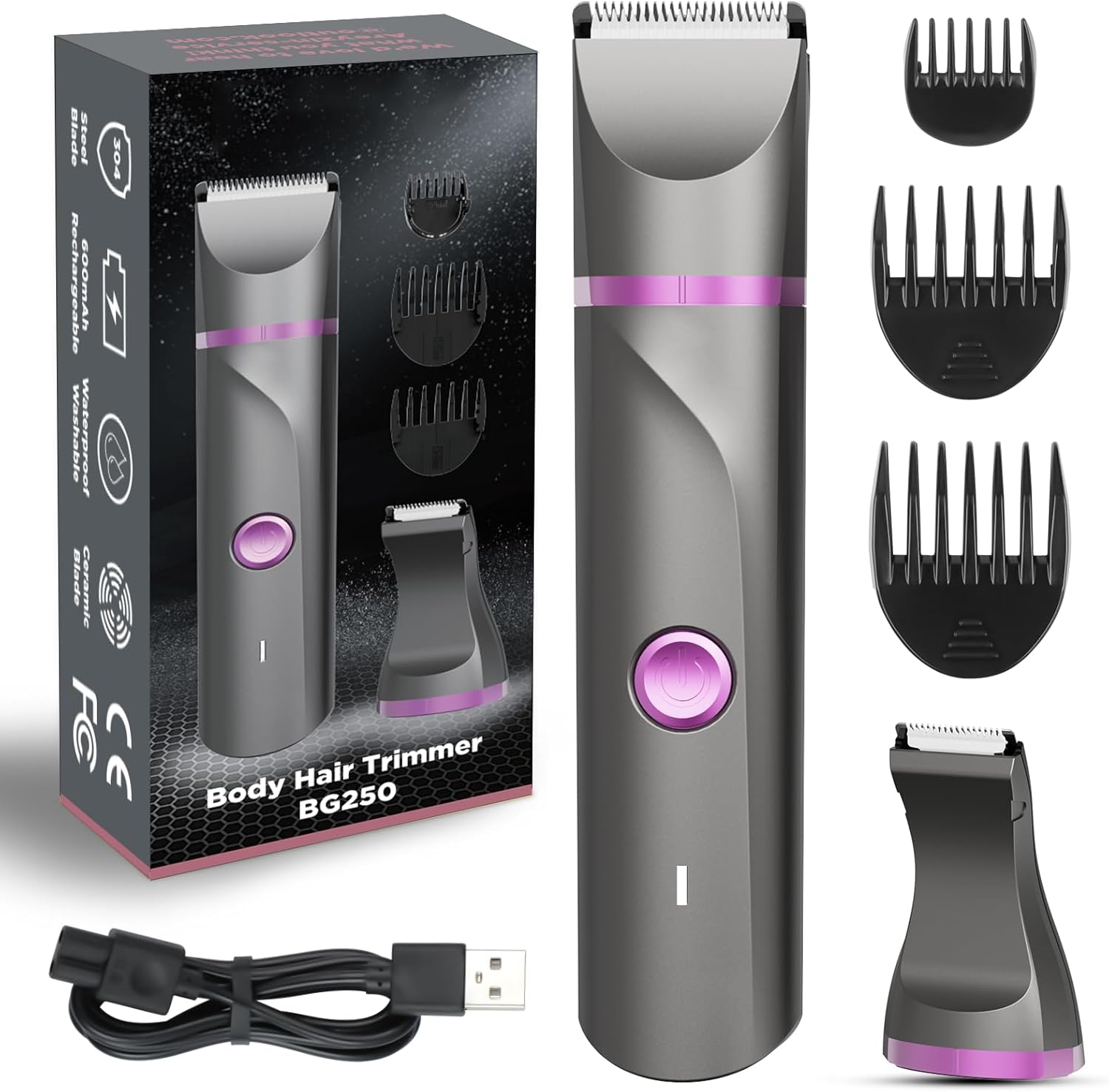 Rasoir électrique femme 2 en 1 : tondeuse intime rechargeable pour un rasage doux et sans douleur
