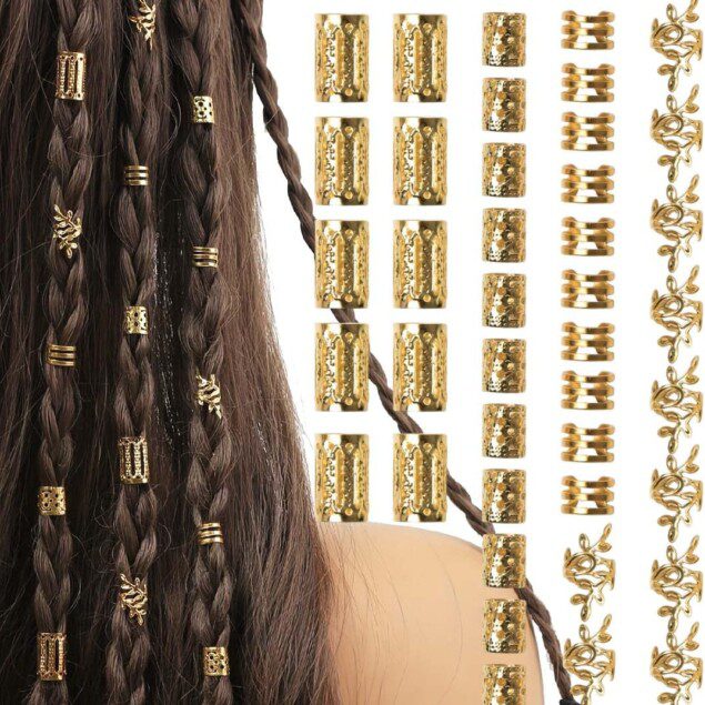 Bijoux cheveux : lot de 40 pinces à cheveux pour tresses et dreadlocks, des accessoires élégants pour hommes, femmes, filles et garçons