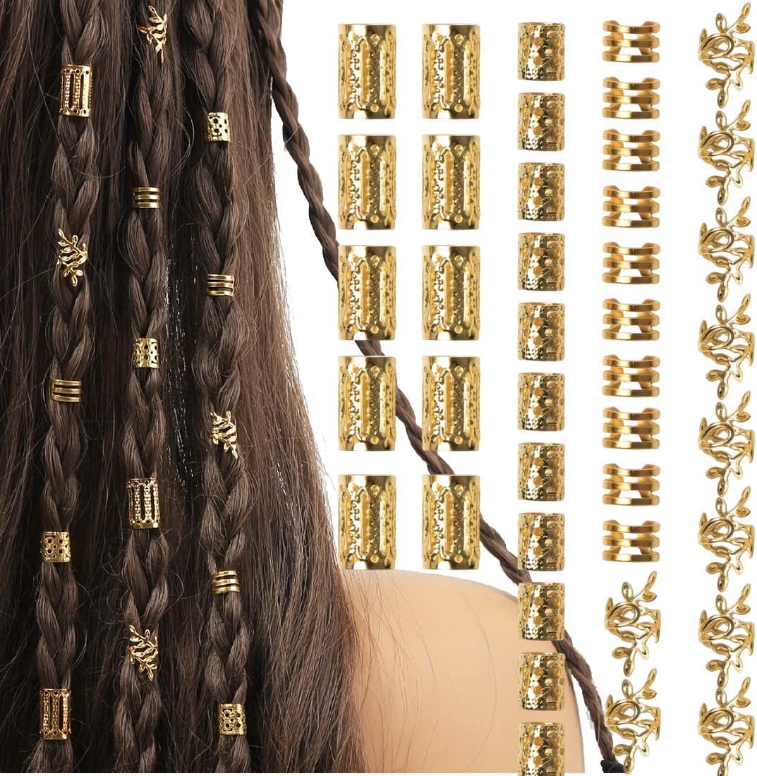 Bijoux cheveux : lot de 40 pinces à cheveux pour tresses et dreadlocks, des accessoires élégants pour hommes, femmes, filles et garçons