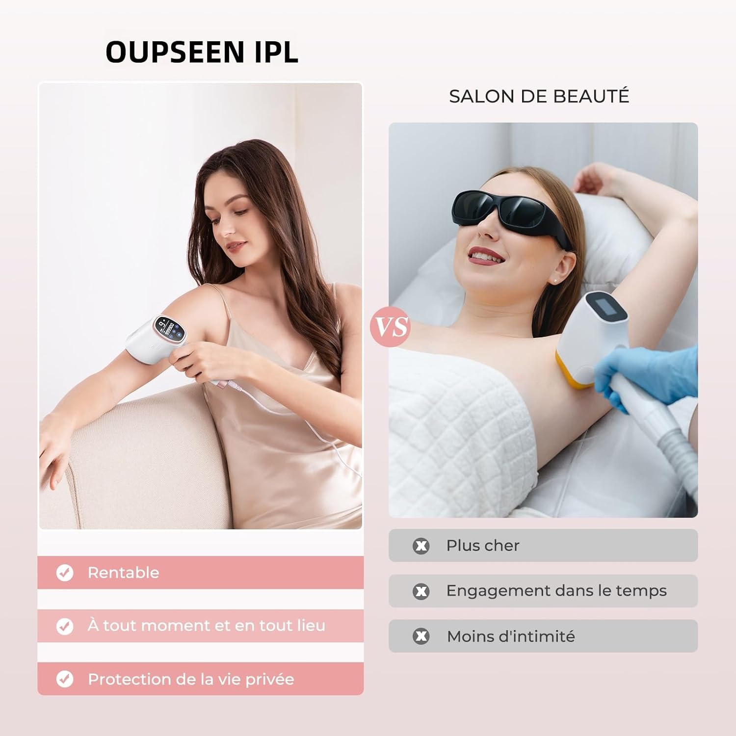 Épilateur lumière pulsée 3 en 1 : pour une épilation efficace et douce à domicile Profitez d'une peau lisse et soyeuse avec notre épilateur laser à écran tactile LCD, doté de 9 niveaux d'énergie et d'une fonction de refroidissement pour un confort optimal. – Image 9