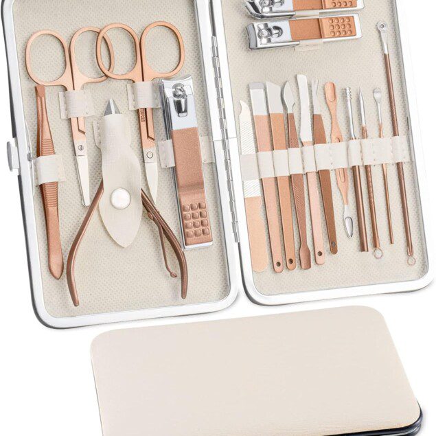 Kit Manucure et Pédicure 18 Pièces en Or Rose