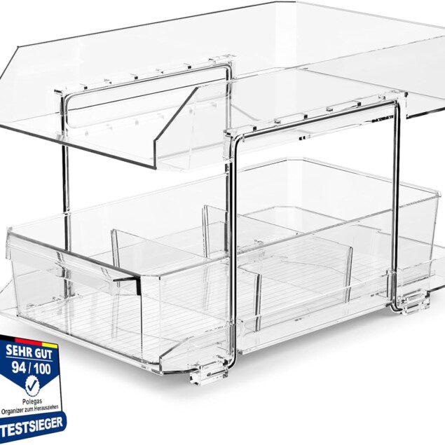 Organisateur de cuisine en acrylique transparent : le rangement idéal pour les cuisines modernes Optimisez votre espace sous évier avec notre étagère multifonction à tiroir coulissant pour un accès facile et pratique