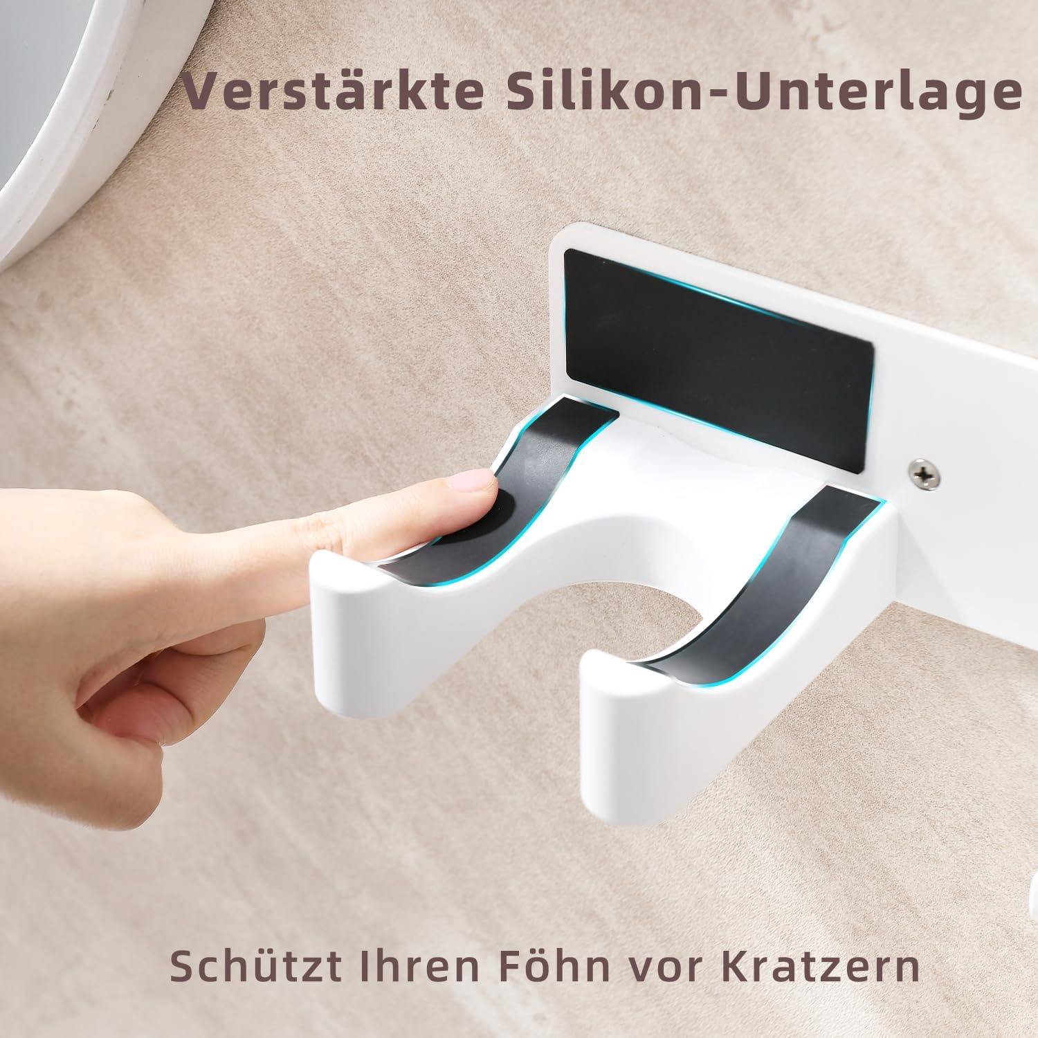 Support pour sèche-cheveux sans perçage : pratique et élégant pour votre salle de bain ou chambre à coucher – Image 6