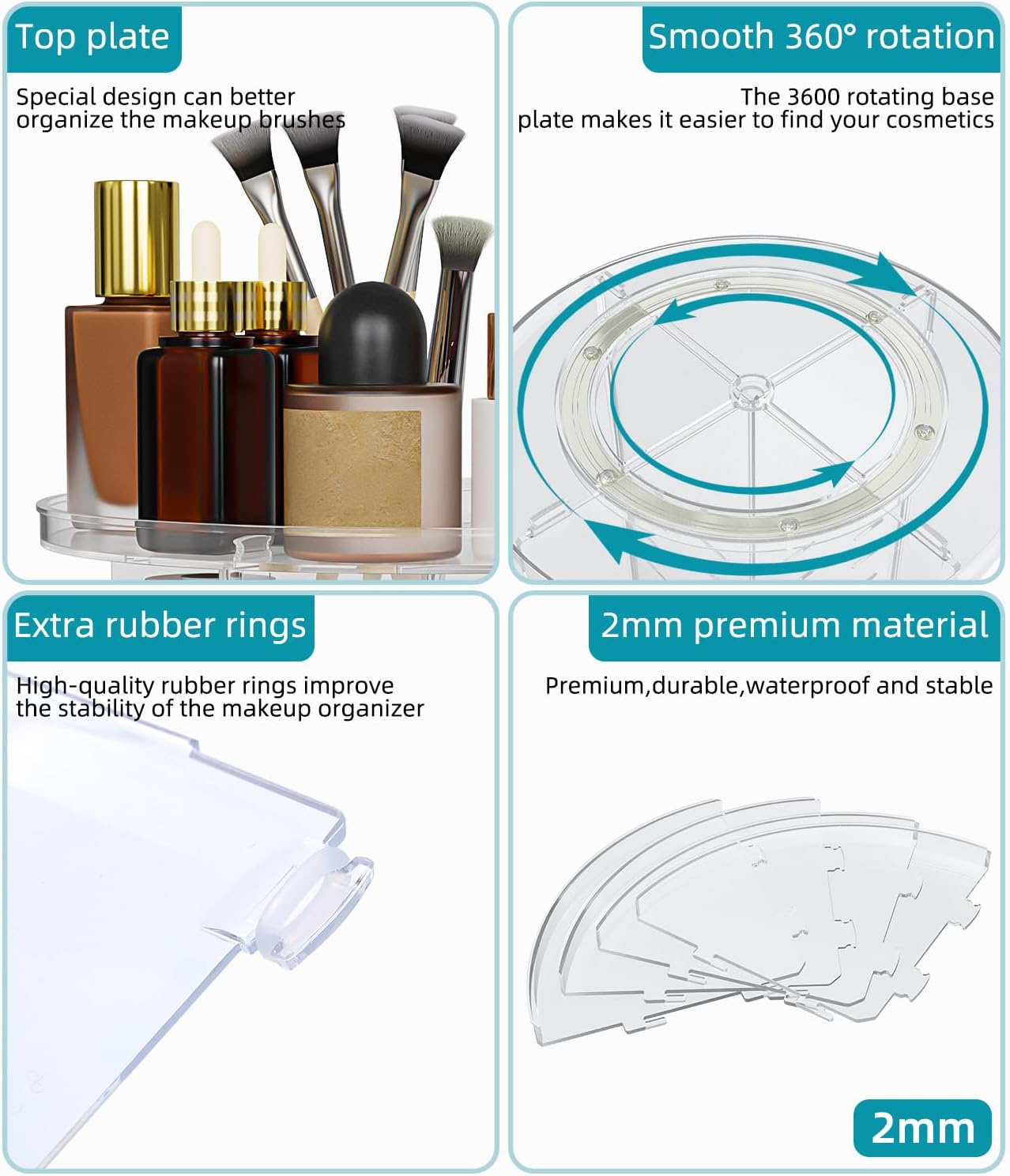 Organisateur maquillage rotatif 360 degrés : la solution parfaite pour les coiffeuses et amateurs de beauté Découvrez un rangement multifonctionnel et élégant qui optimise votre espace tout en offrant une grande capacité et une transparence moderne. – Image 6