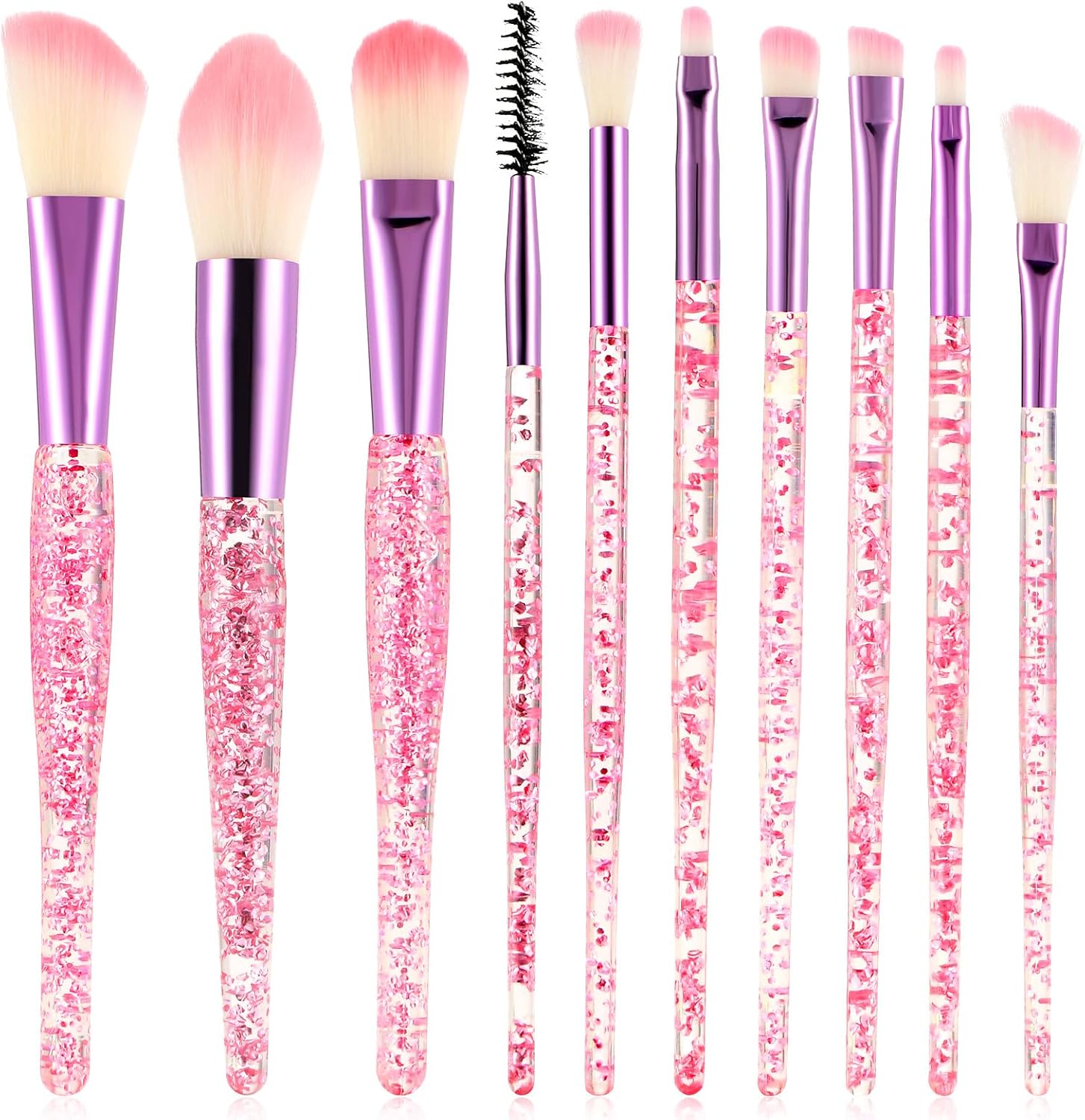 Pinceaux de maquillage en cristal pailleté : le lot de 10 essentiels pour un teint impeccable et un regard éclatant