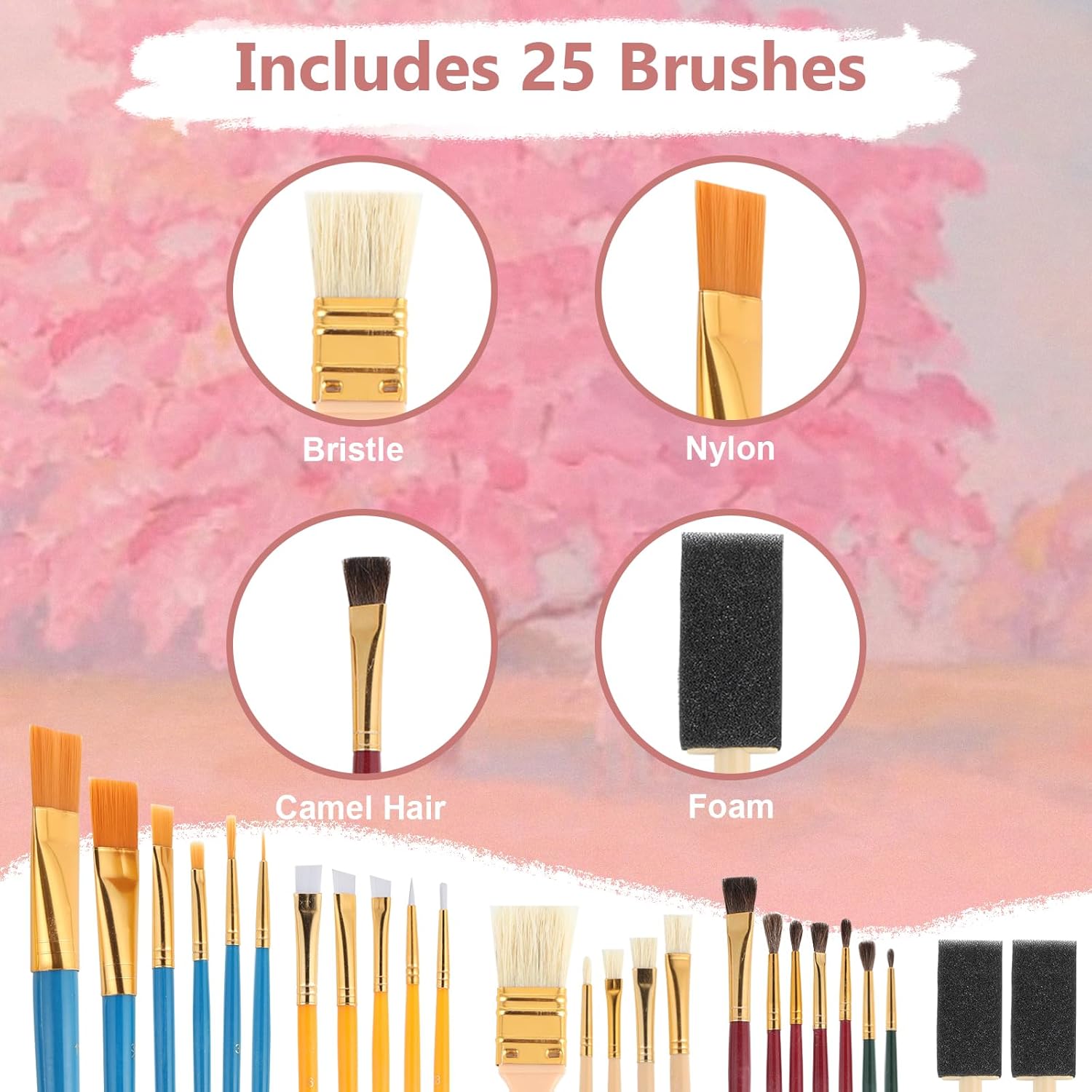 Pinceaux acryliques : set de 25 pinceaux parfaits pour artistes, enfants et débutants Découvrez un ensemble idéal pour la peinture créative et ludique – Image 5