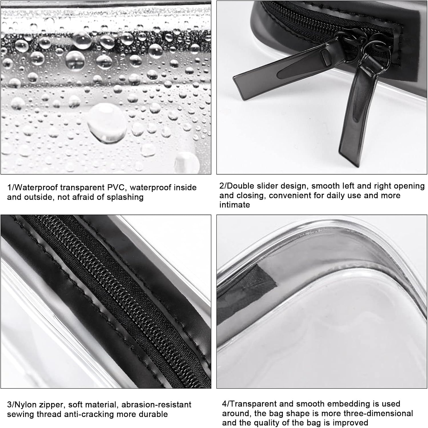 Trousse de toilette transparente : le compagnon idéal pour hommes, femmes et enfants en voyage Pochette étanche pour cosmétiques, pratique et élégante pour un rangement optimisé – Image 3