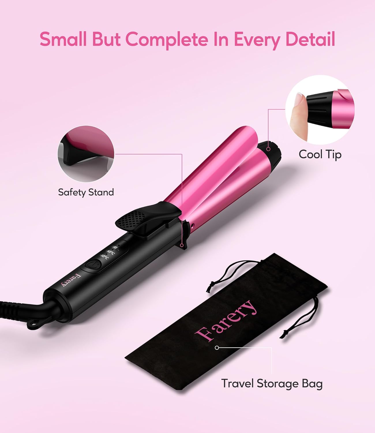 Fer à boucler 25 mm pour cheveux courts : créez des boucles sublimes avec notre mini fer à friser céramique, infusion de kératine et d'huile d'argan – Image 6