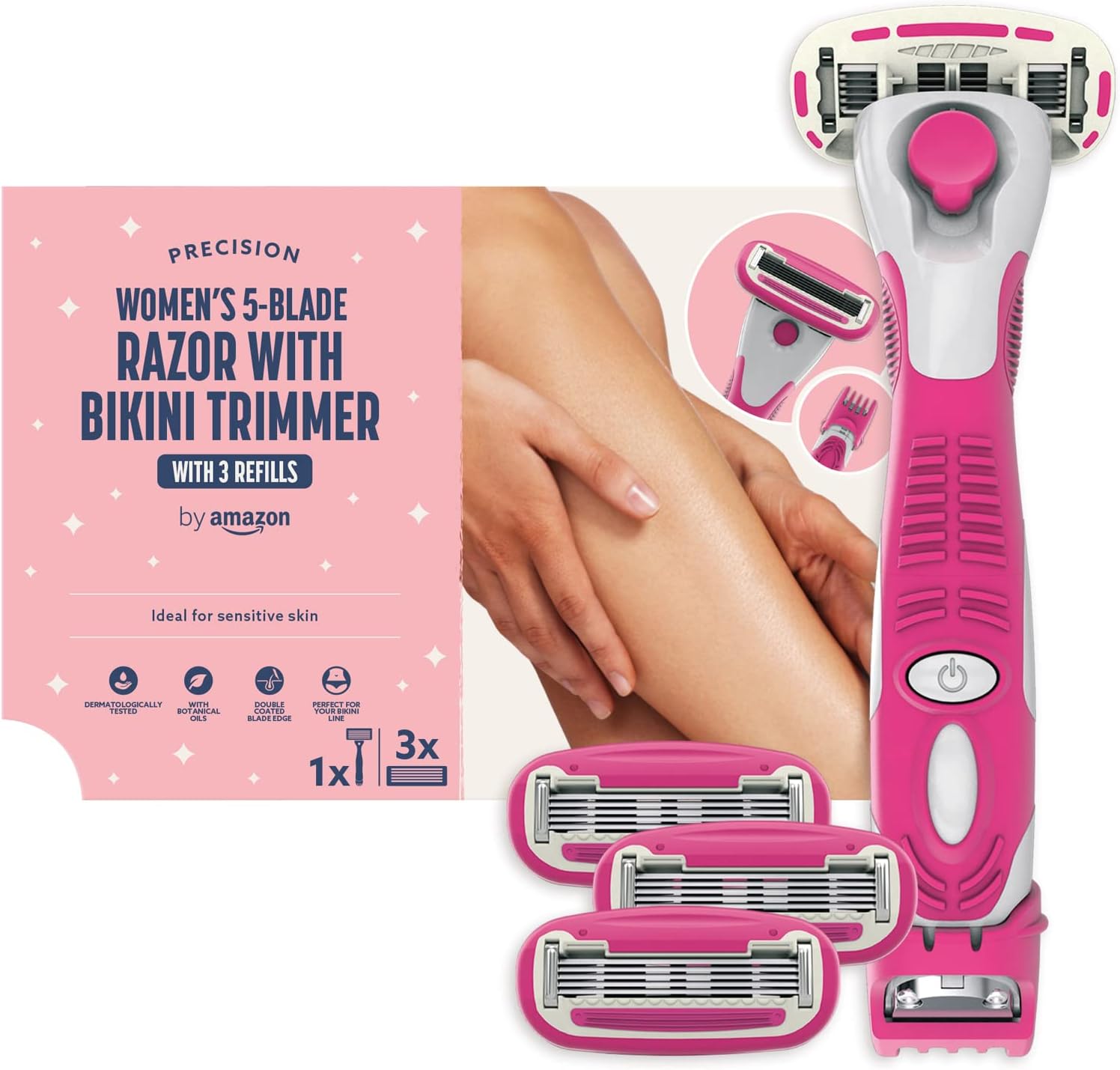 Rasoir 5 Lames + 3 Recharges by Amazon pour Femmes - Douceur Assurée