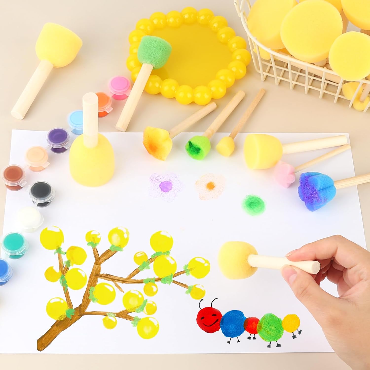 Pinceaux et éponges pour enfants : 30 pièces pour éveiller leur créativité en peinture et bricolage – Image 2