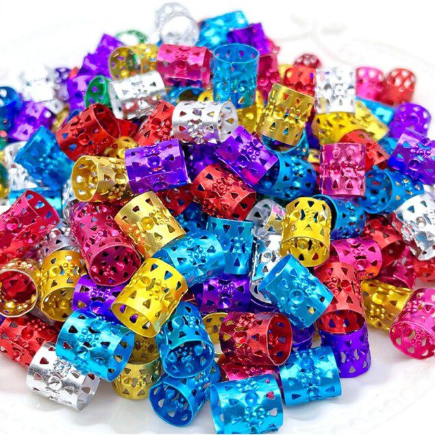 Accessoires de cheveux : 200 pcs de perles et anneaux pour sublimer vos tresses en 7 couleurs